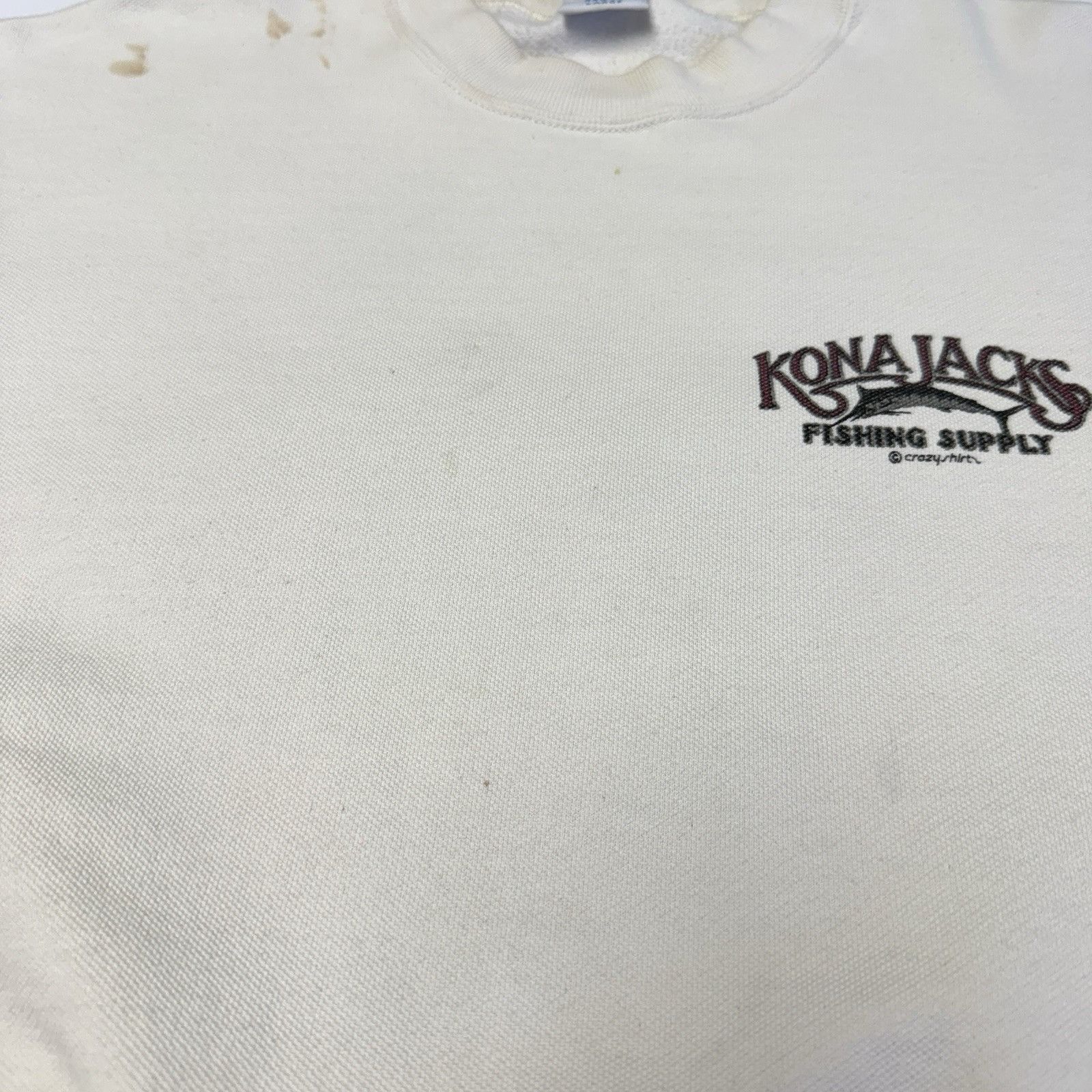 Vintage Vintage 90s Crazy Shirt Sweatshirt Kona Jacks Fishing White Size US L / EU 52-54 / 3 - 4 Thumbnail