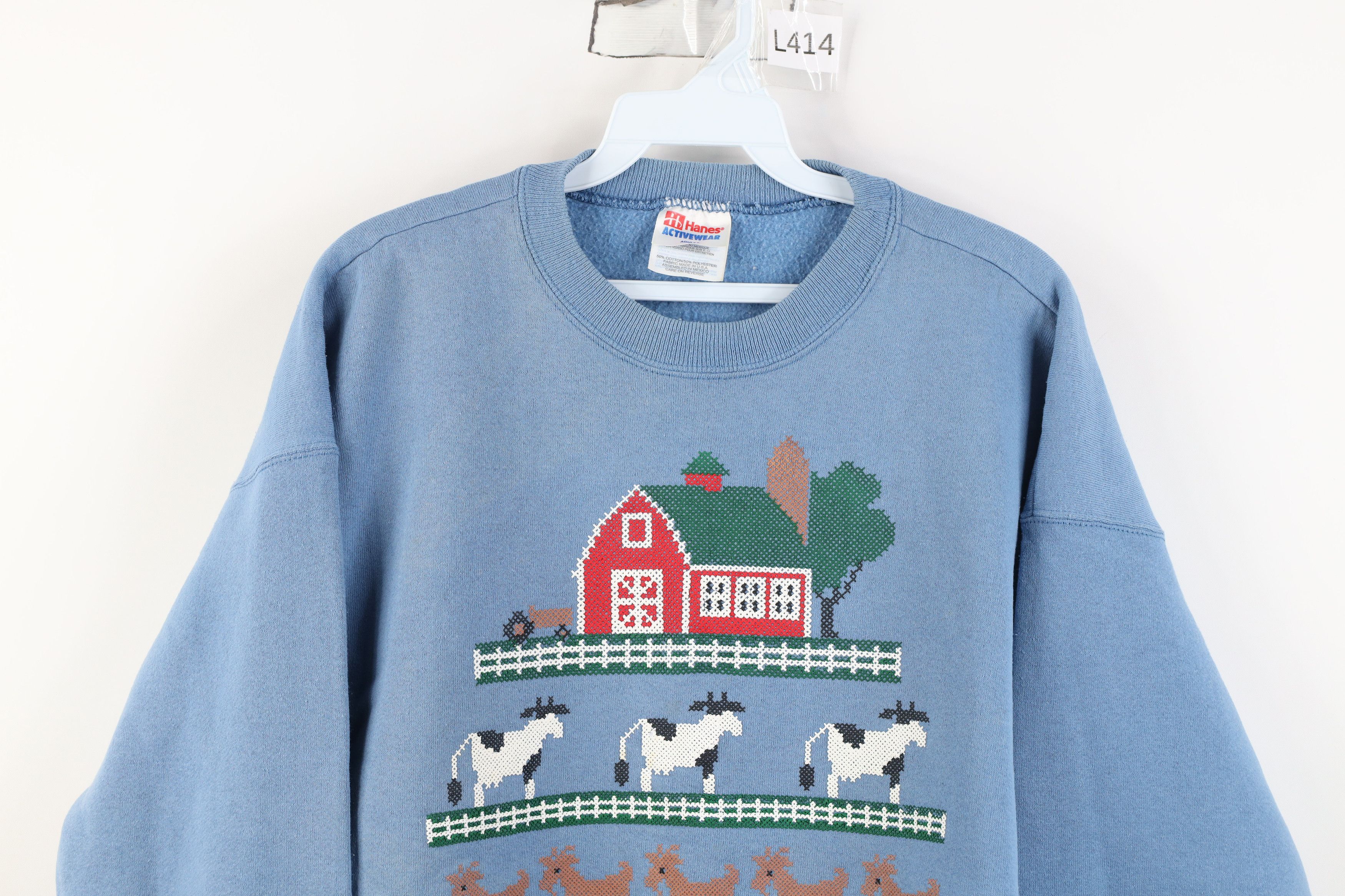 Vintage Vintage 90s Streetwear Country Farmhouse Animals Sweatshirt Size L / US 10 / IT 46 - 2 Thumbnail