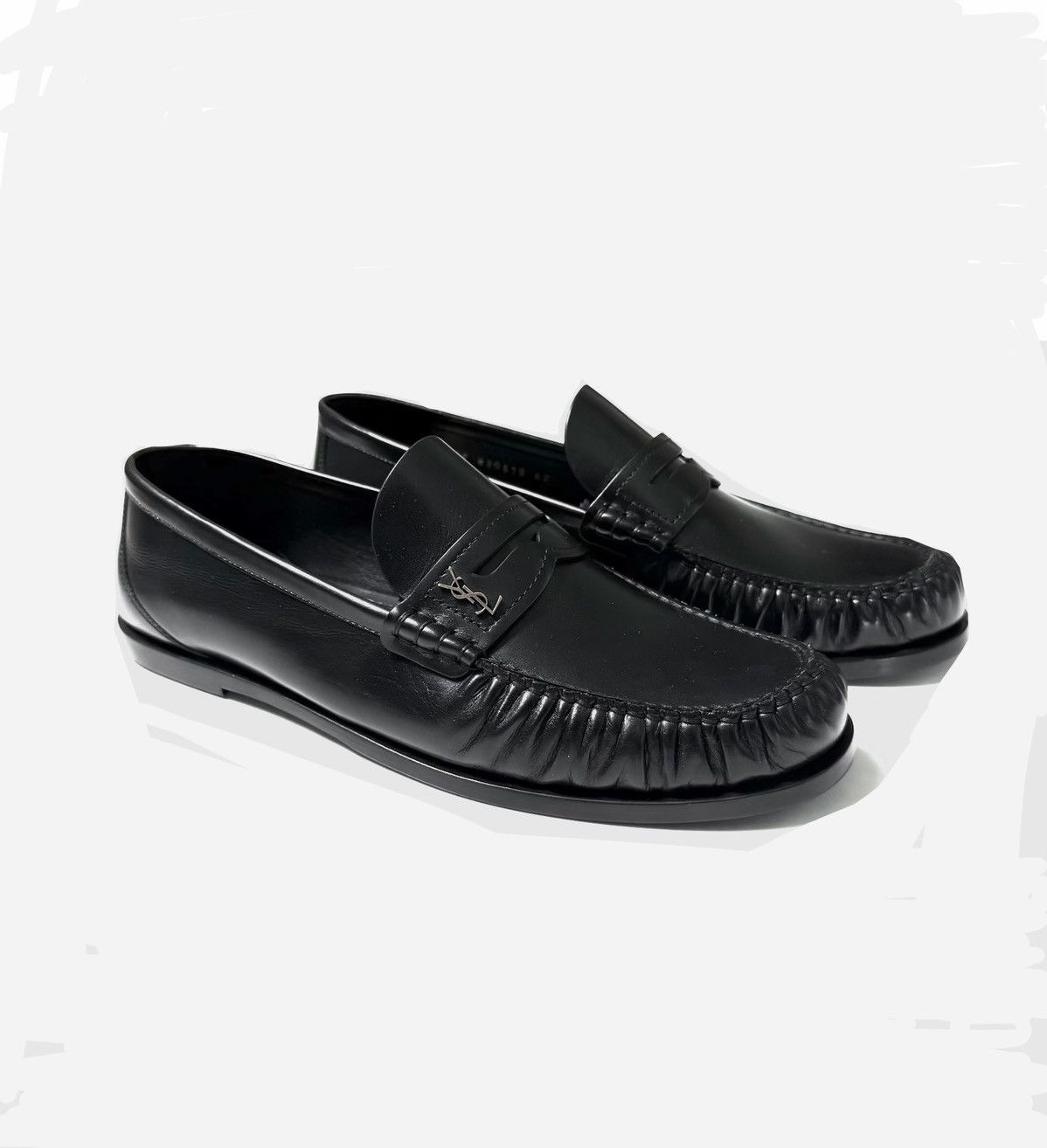 Saint Laurent Ysl Smooth Leather Loafers in Black, Men's (Size 9)