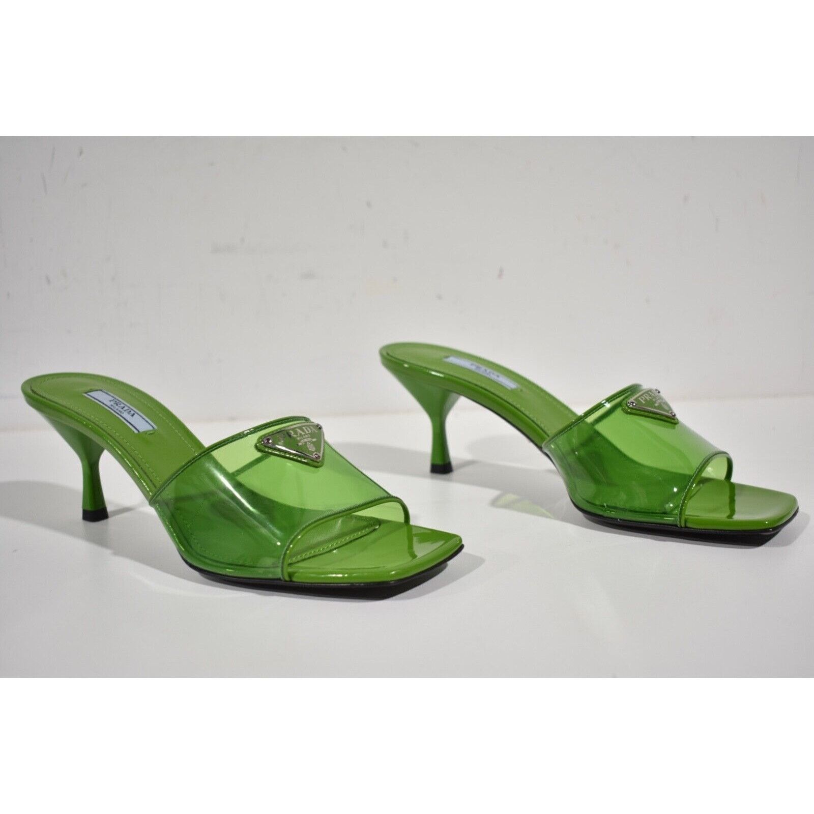 Prada Plexiglas PVC Leather Backless Sandal Mule Heel Pump 36.5 Size US 6.5 / IT 36.5 - 2 Thumbnail