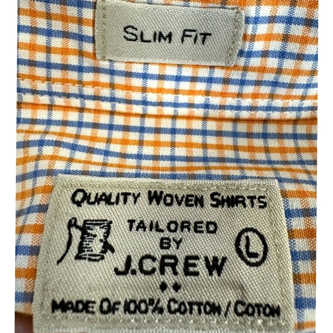 Vintage VINTAGE? No. J Crew Shirt Mens Large Woven Orange Tattersall Check Tailored Slim Button Down Size US L / EU 52-54 / 3 - 4 Thumbnail