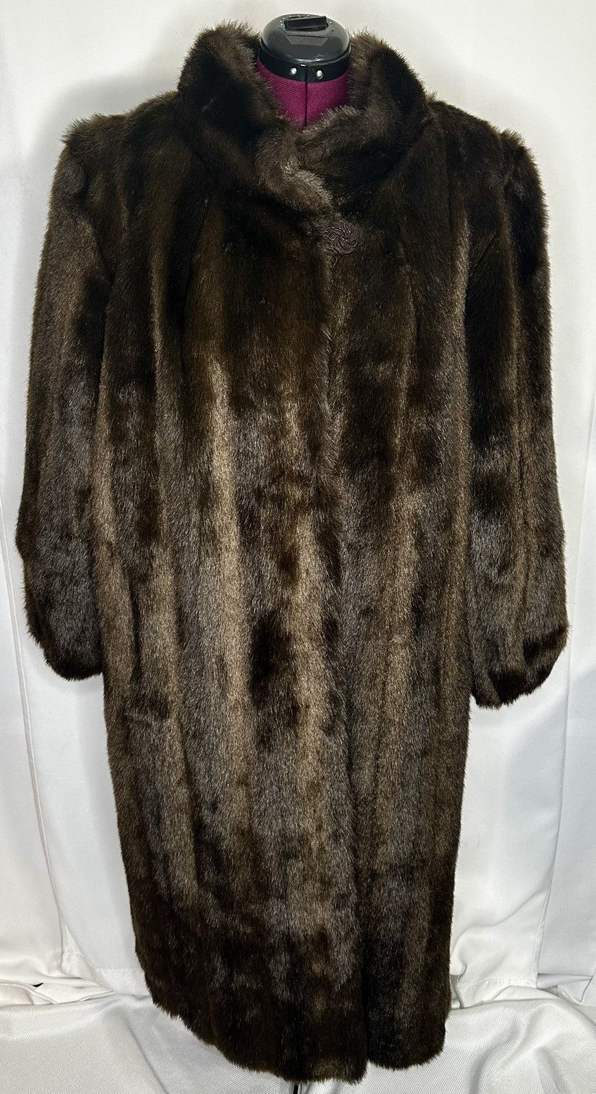 image of Stunning Vintage Faux Mink Fur Coat. Made In Usa. Mob Wife in Brown, Women's (Size 2XL)