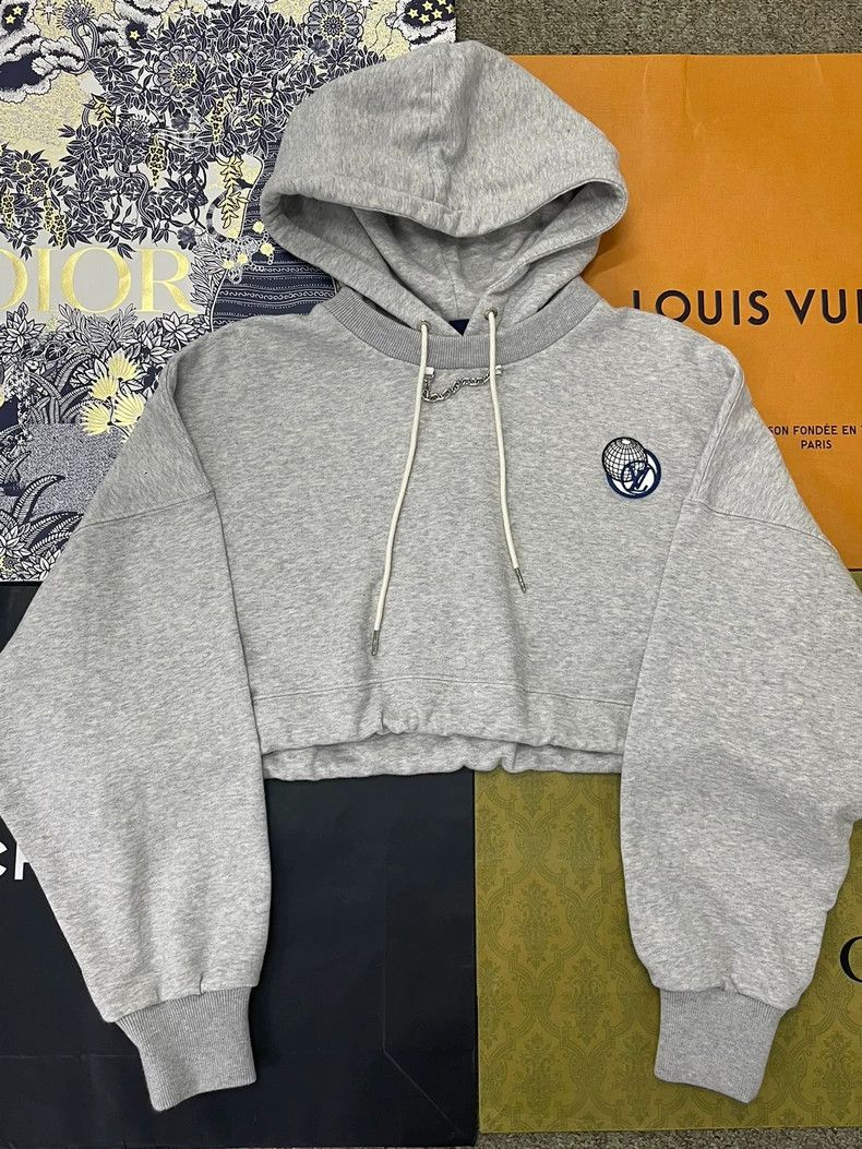Louis Vuitton Louis Vuitton Gray Globe Cropped Hoodie Size US XS / EU 42 / 0 - 1 Thumbnail