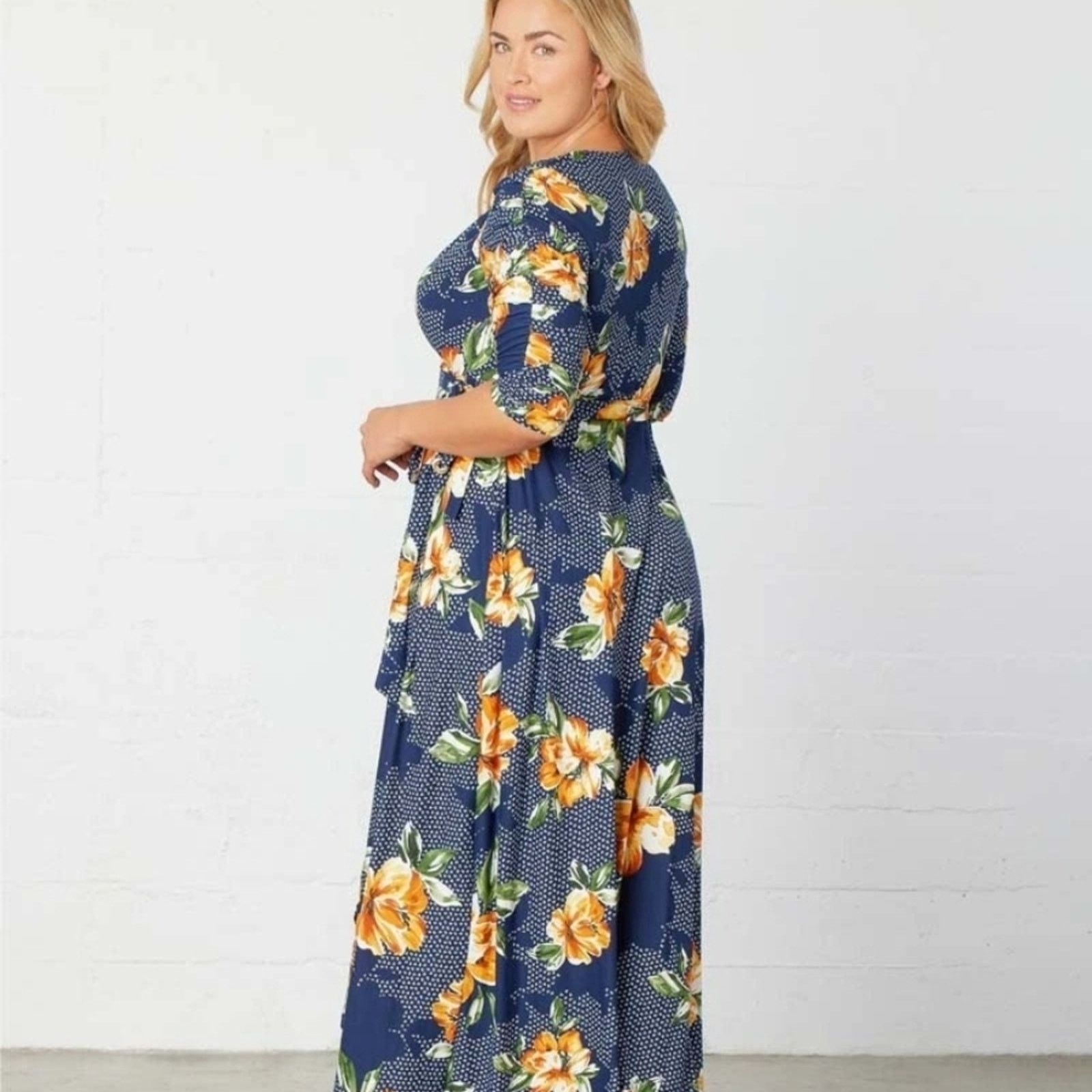 Other Kiyonna Meadow Dream Style Floral 4x Maxi Wrap Dress Rare Size 4XL / US 24-26 - 4 Thumbnail