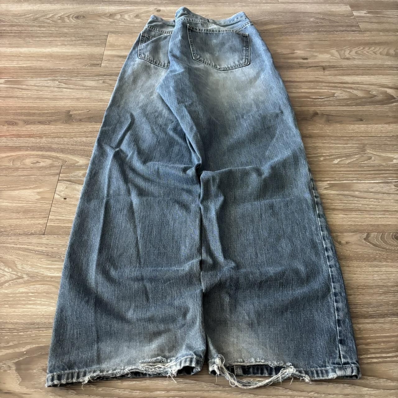 Japanese Brand Crazy Vintage Y2K/2000s Baggy Grunge Faded Wash Skater Denim Jeans! 36x32 Size US 35 - 4 Thumbnail