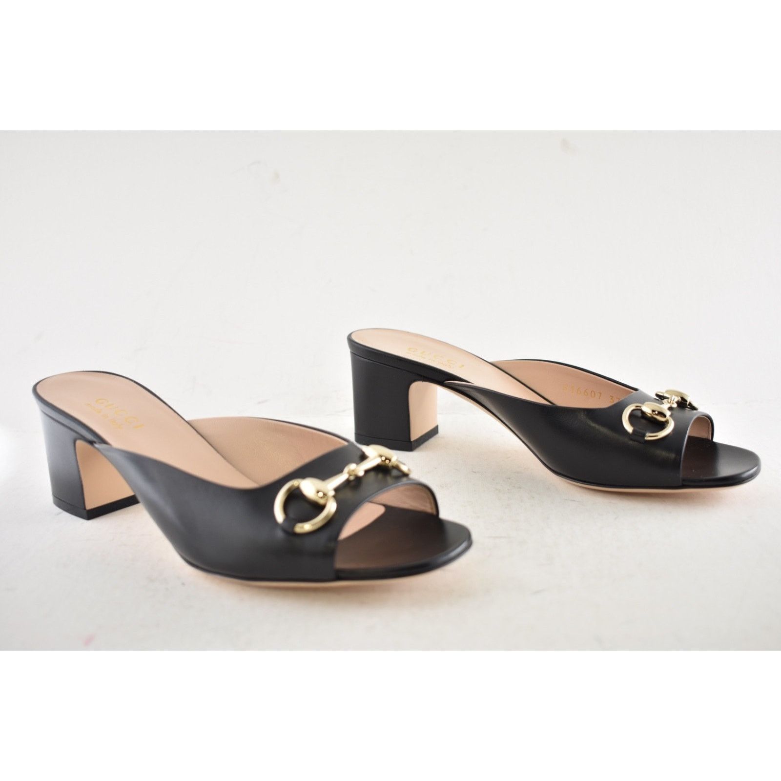 Gucci Gucci Lady Horsebit Black Leather Gold Block Heel Mule 37.5 Size US 7.5 / IT 37.5 - 4 Thumbnail