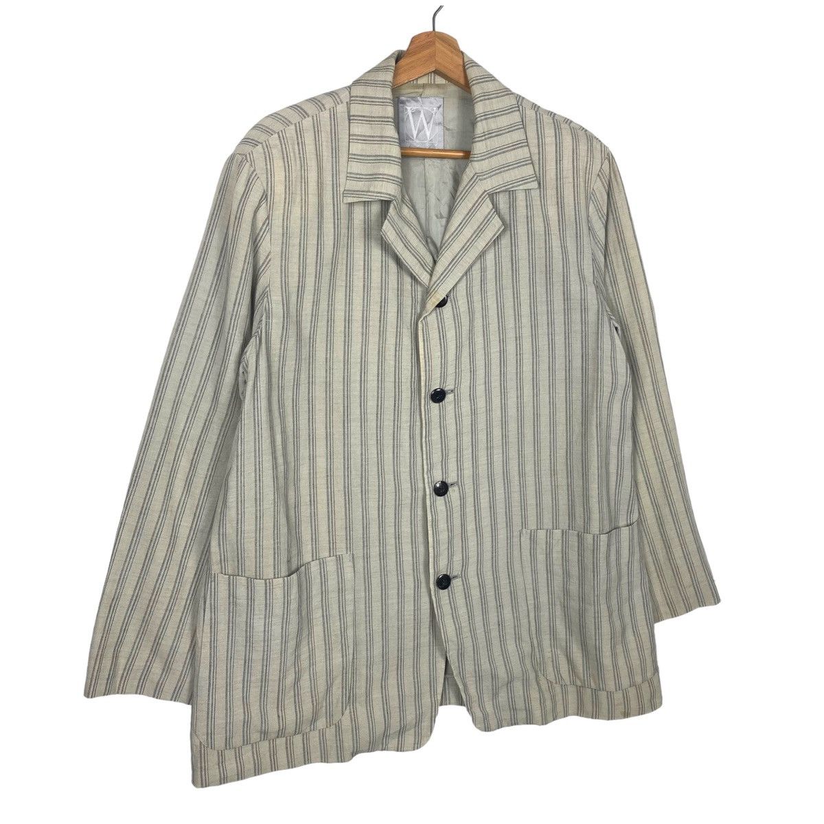 Yohji Yamamoto 🔥 WORK SHOP YOHJI YAMAMOTO STRIPE LINEN JACKET Size US M / EU 48-50 / 2 - 3 Thumbnail