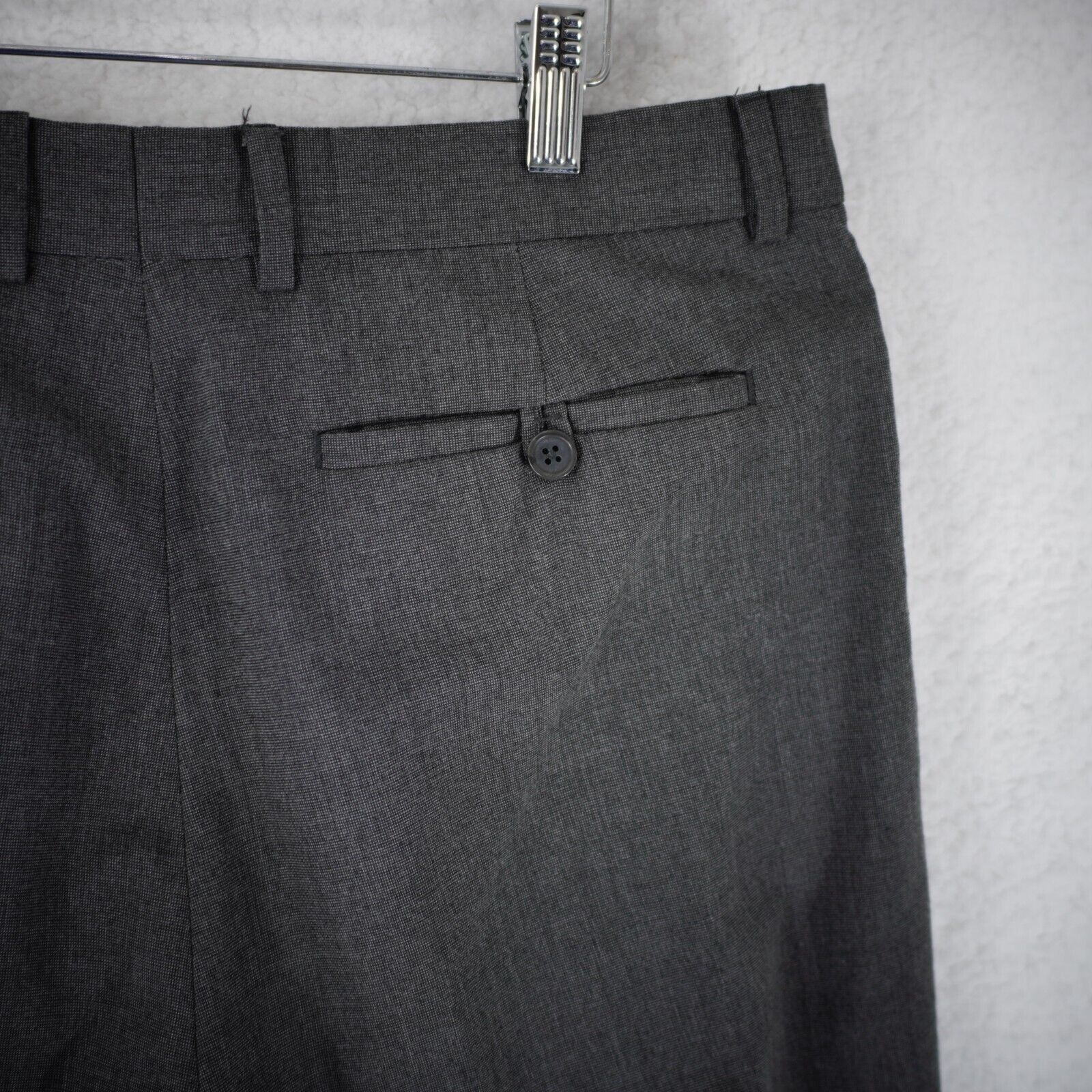 Banana Republic Banana Republic Gray Birdseye Polyester Flat Front Mid Rise Size 34R - 4 Thumbnail