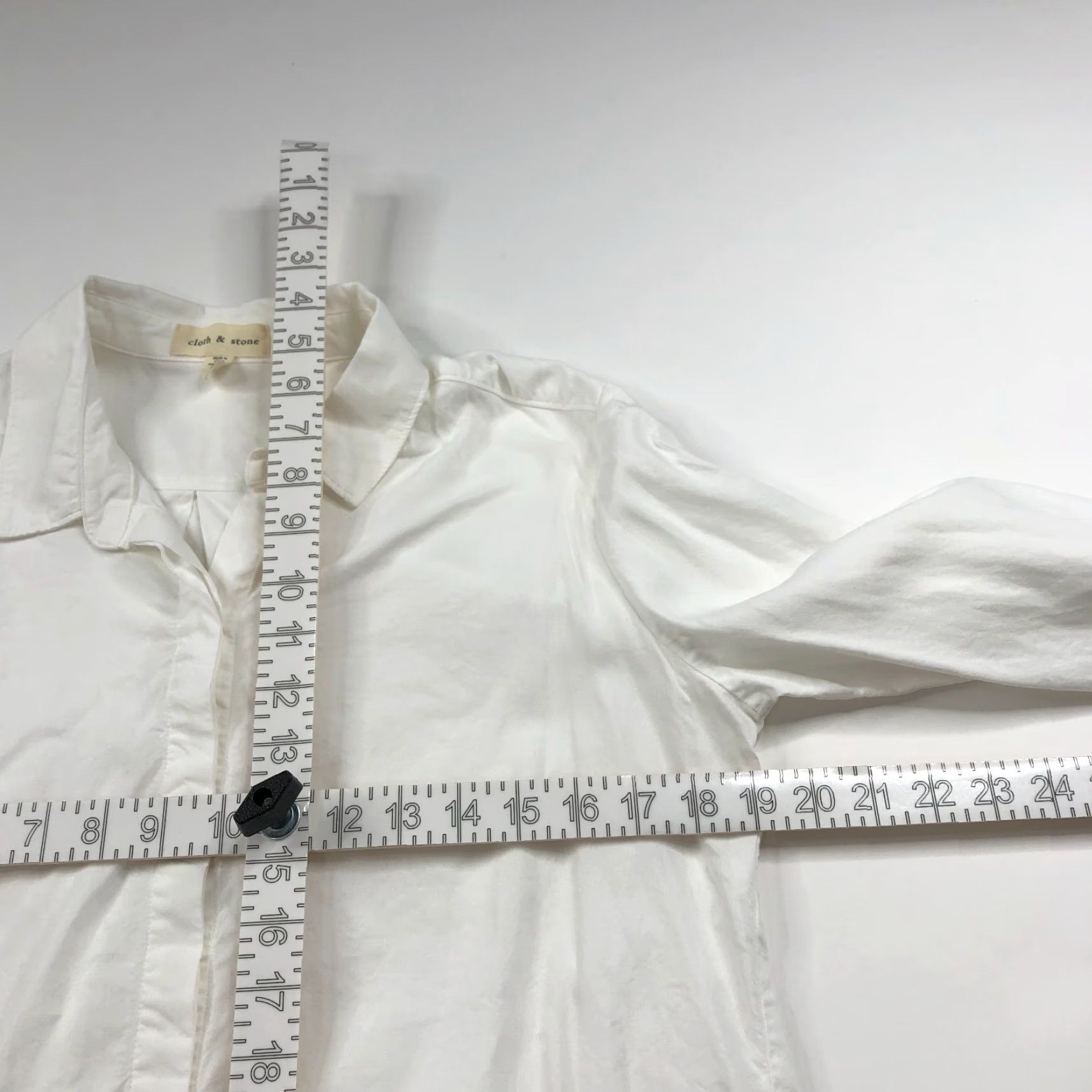 Anthropologie Cloth & Stone Shirt White Lyocell Long Sleeve Button-Up XS? Size M / US 6-8 / IT 42-44 - 4 Thumbnail