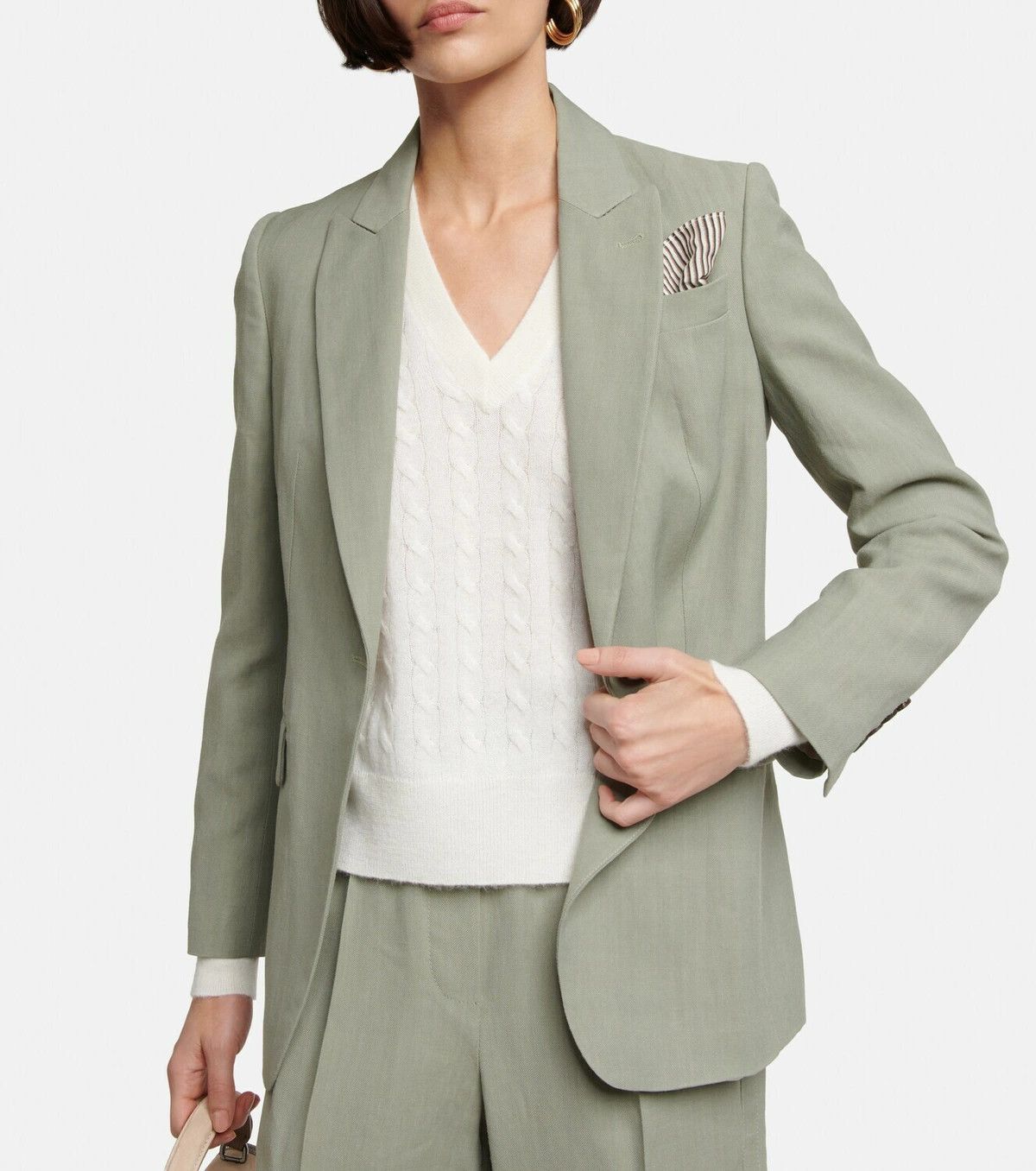 Brunello Cucinelli o1y0725 Blazer in Sage Green Size XS / US 0-2 / IT 36-38 - 3 Thumbnail