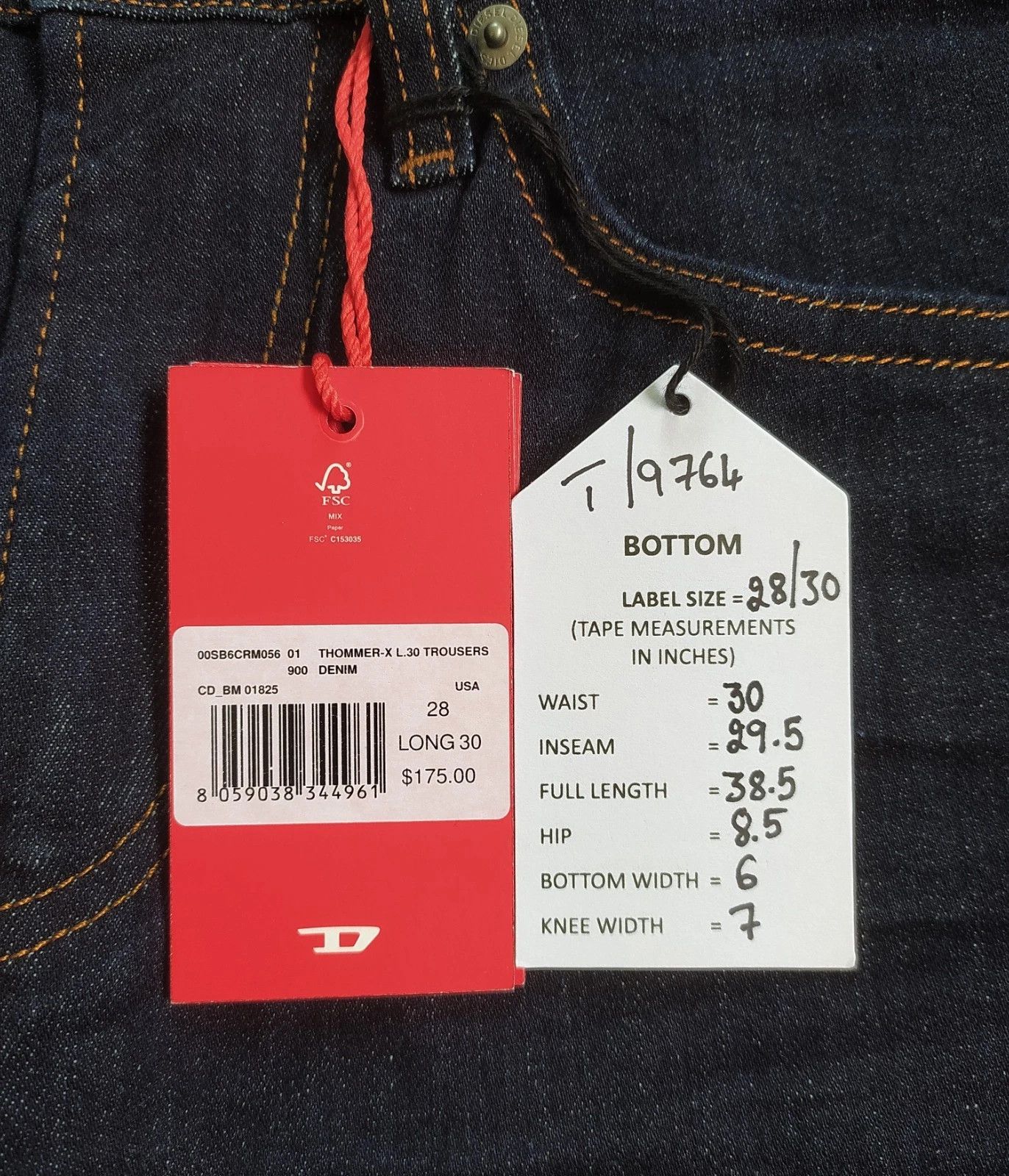 Diesel Diesel THOMMER-X L.30 MENS JEANS T/9764 Size US 28 / EU 44 - 6 Thumbnail
