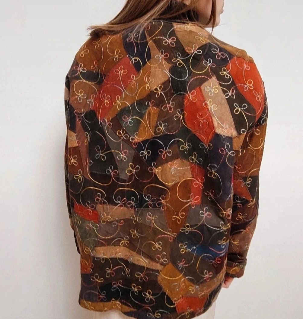 Vintage Vintage patchwork leather jacket with embroidery Size L / US 10 / IT 46 - 4 Thumbnail