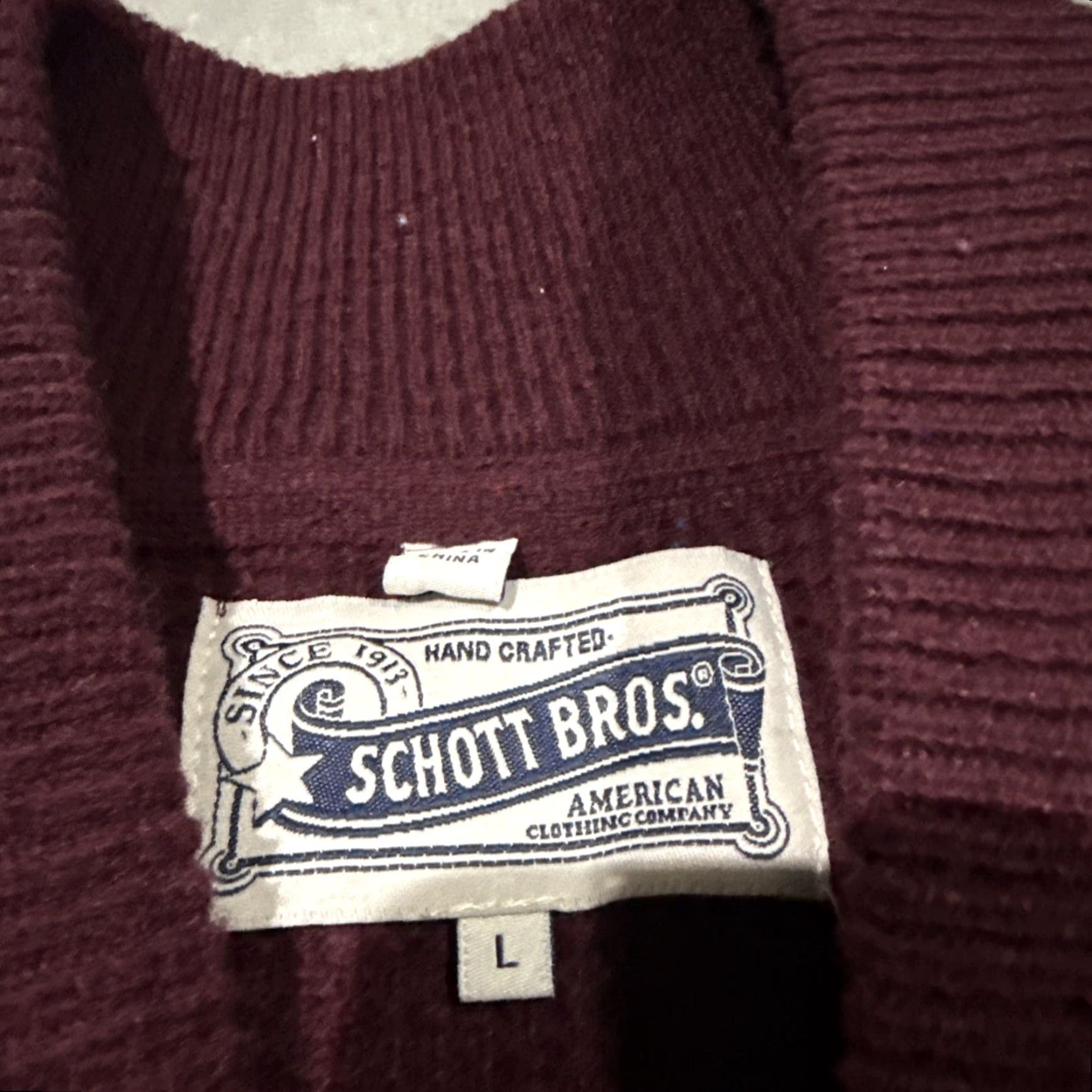 Schott Schott NYC Sweater Mens Large Burgundy Athletic V-Neck Shawl Waffle Knit Wool Wool NY? (Note: Ensure only original words used; adjust). Size US L / EU 52-54 / 3 - 3 Thumbnail