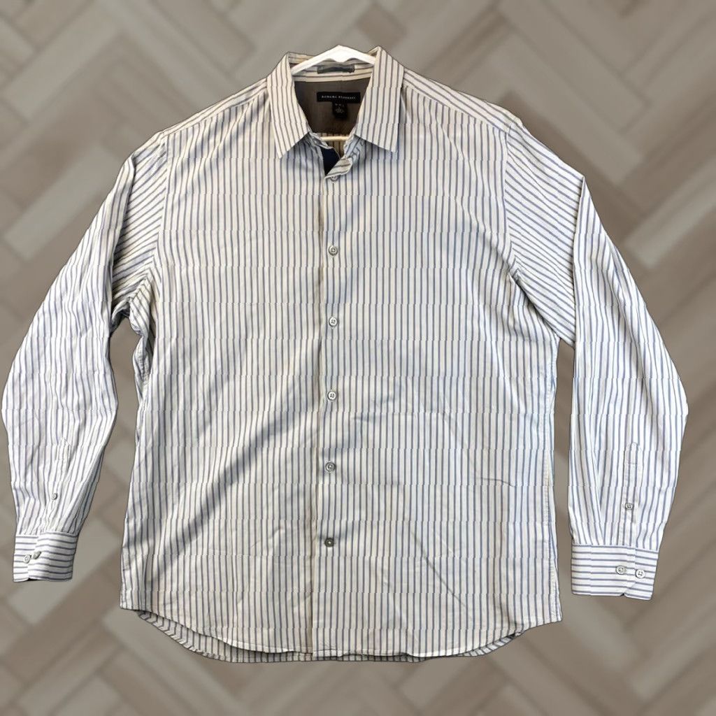 Banana Republic Banana Republic Shirt Men's Size L 16/16.5 Gray Fit Stripes 87-42 Size US L / EU 52-54 / 3 - 1 Thumbnail