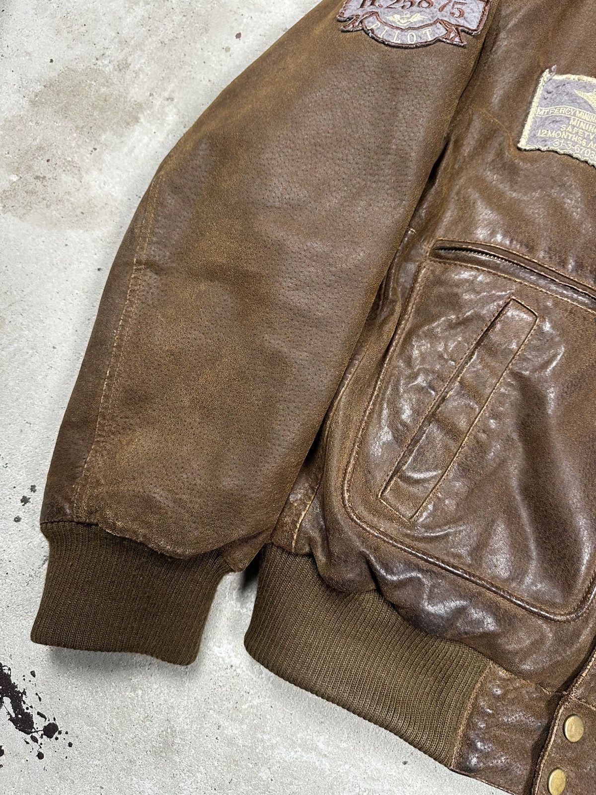 Genuine Leather × Vintage Vintage Y2K Top Gun A2 Flyers Brown Bomber Leather Jacket Size US L / EU 52-54 / 3 - 7 Thumbnail