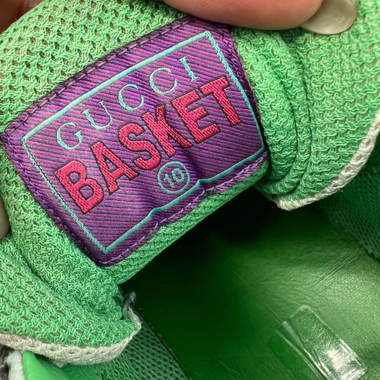 Gucci GUCCI Basket 10 Green-White-Black Distressed Lining Repaired Size US 10 / EU 43 - 8 Thumbnail
