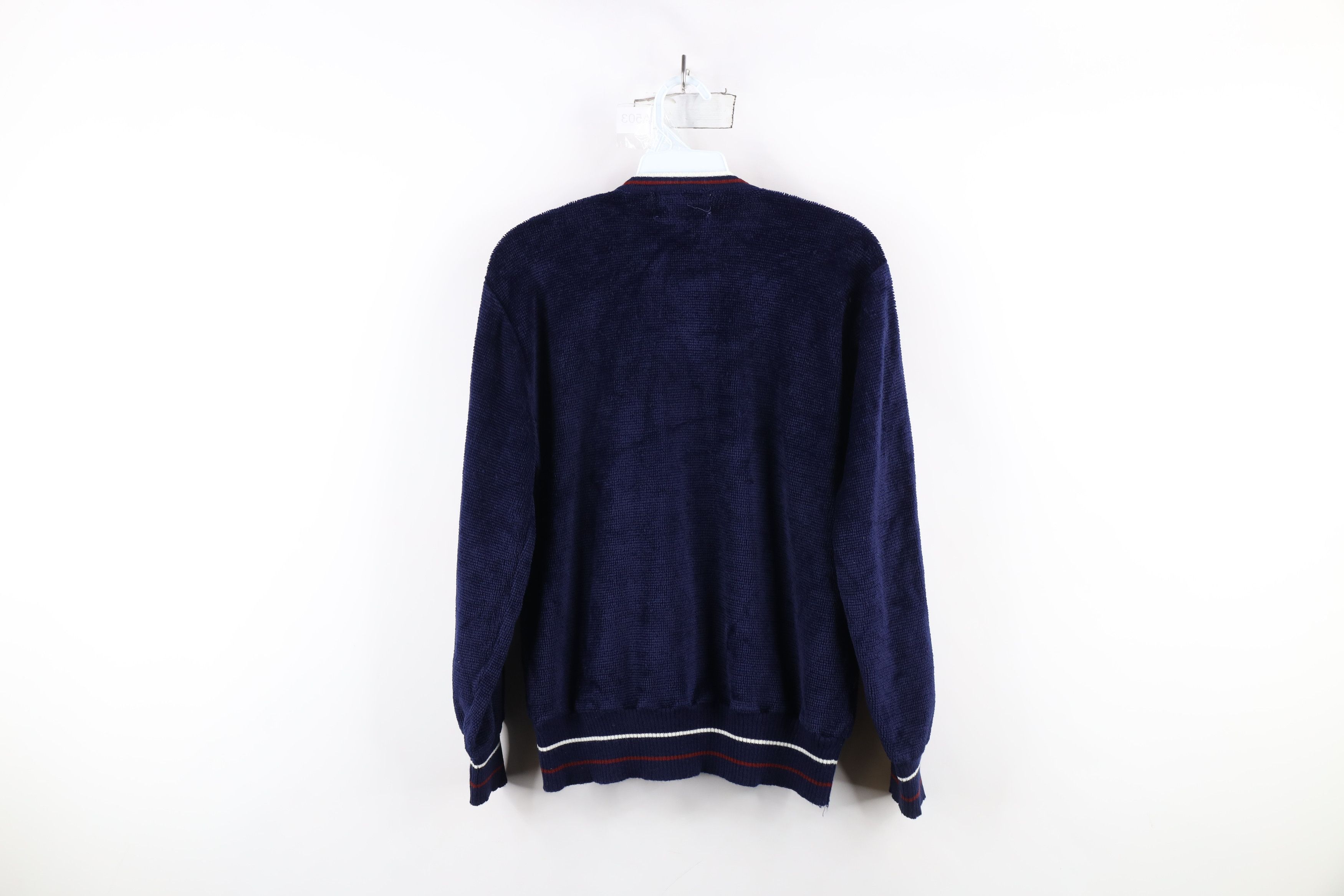 Vintage Vintage 70s Streetwear Ribbed Velour V-Neck Sweater Blue Size M / US 6-8 / IT 42-44 - 8 Thumbnail