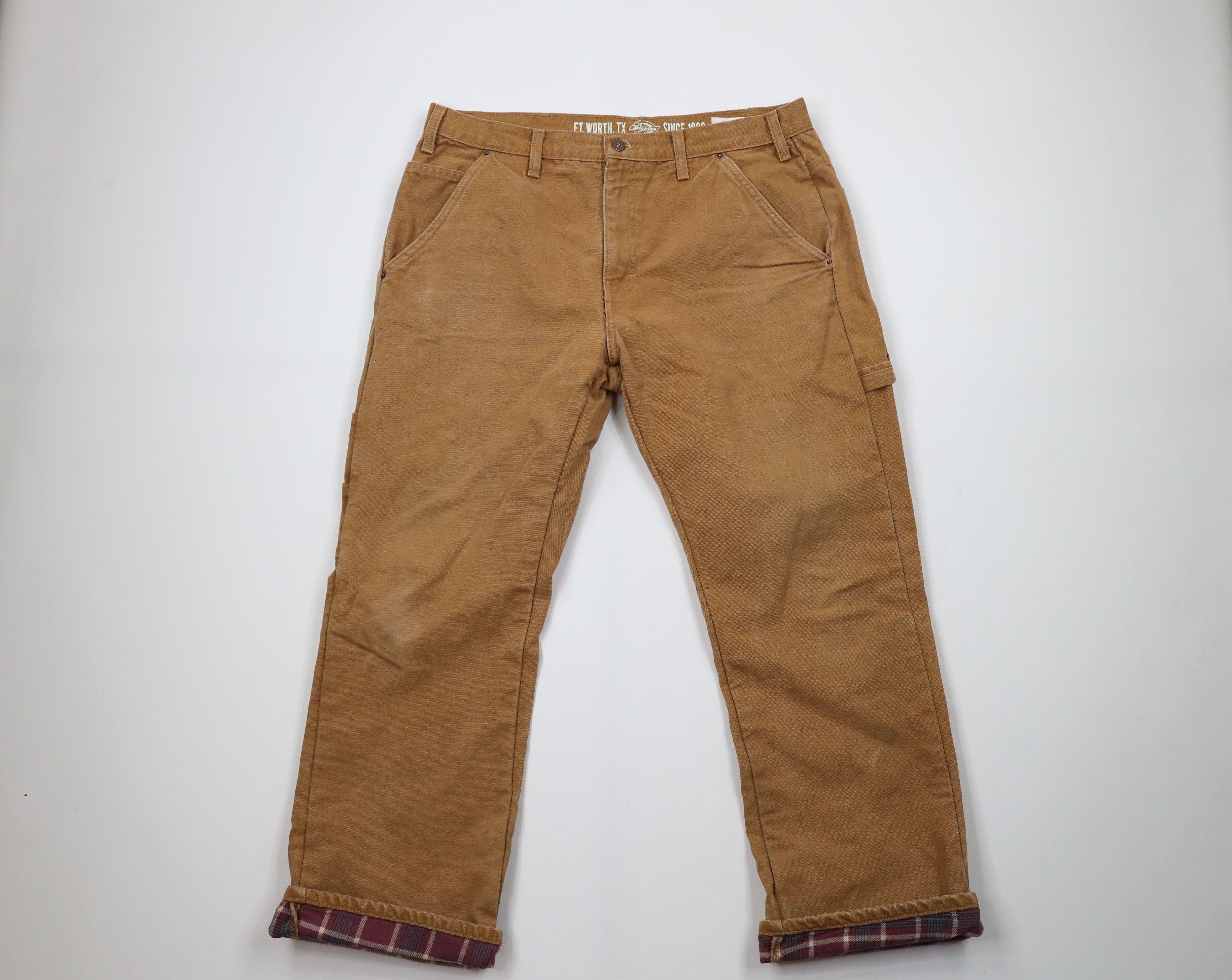 Dickies × Vintage Vintage Y2K Dickies Flannel Lined Canvas Dungaree Pants Size US 36 / EU 52 - 1 Thumbnail
