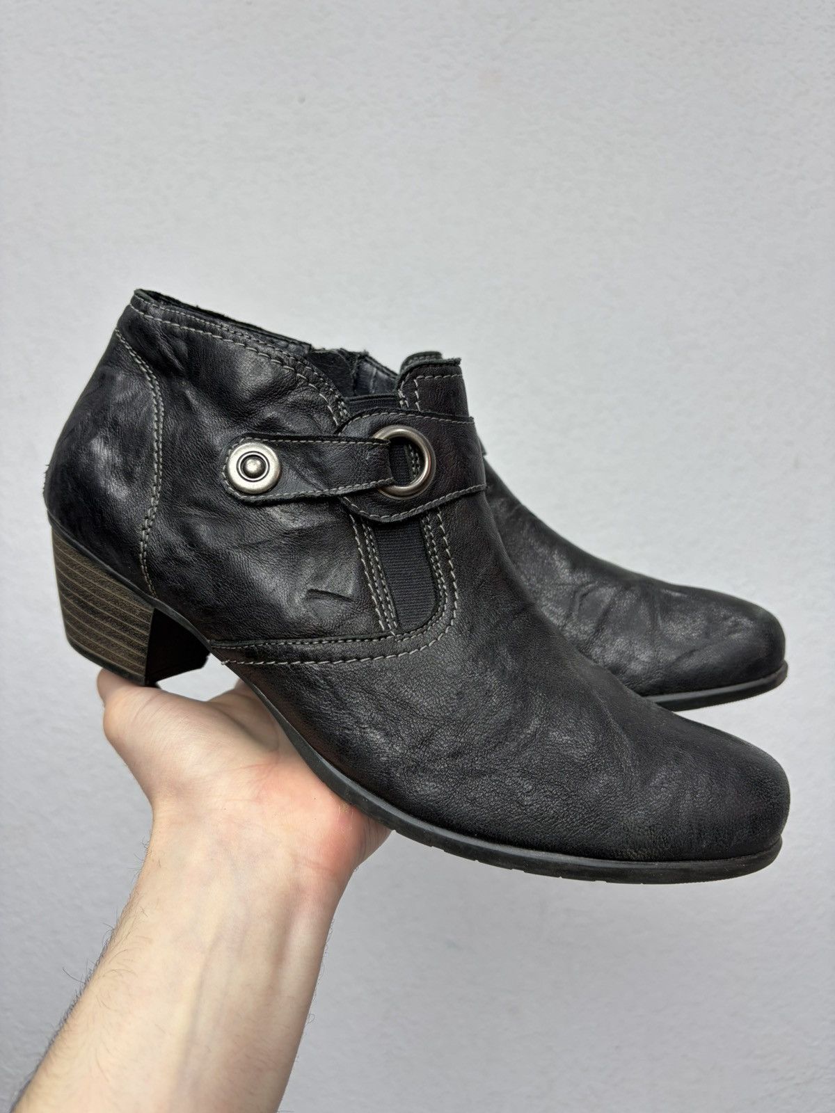 If Six Was Nine AS 98 Vibe Artisan Black Leather Side Zip Ankle Biker Boots Size US 9 / EU 42 - 5 Thumbnail