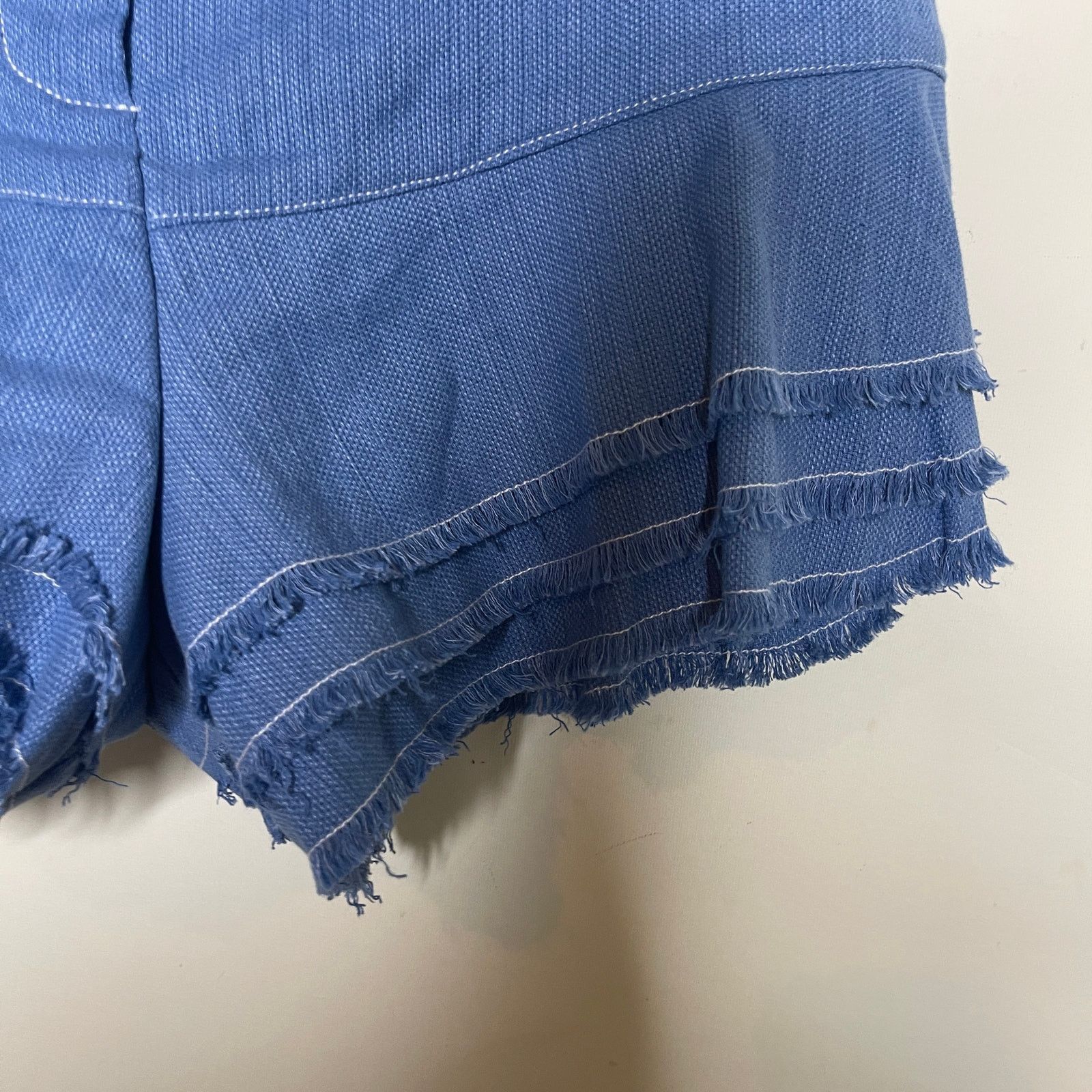 ALEXIS ALEXIS Jaymes Linen no stretch Tiered Shorts In Blue Sz L Size 28" / US 6 / IT 42 - 5 Thumbnail