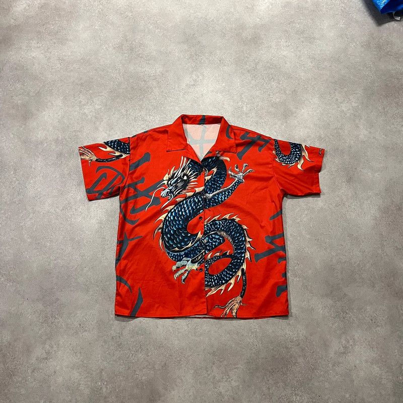 Japanese Brand Vintage Dragon Baggy Shirt Retro Y2K 90s Size US XL / EU 56 / 4 - 1 Thumbnail