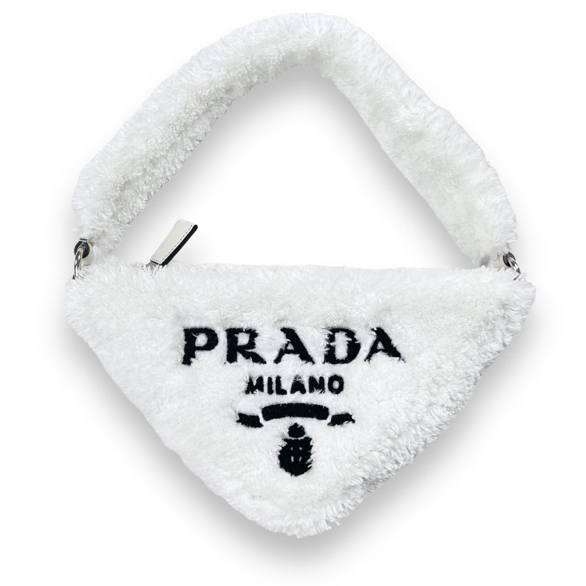 Prada Prada White Terrycloth Triangle Shoulder Bag Size ONE SIZE - 2 Thumbnail