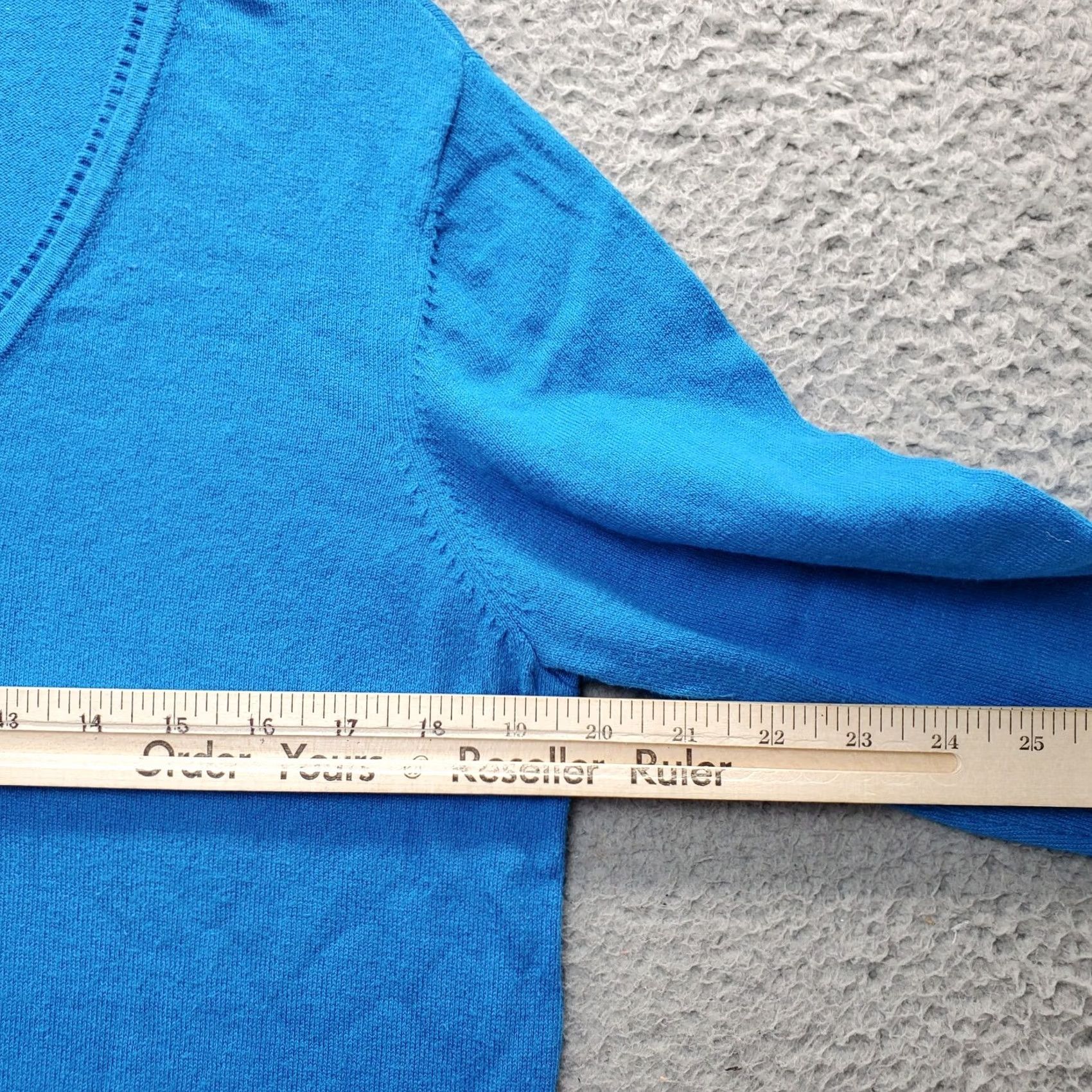 J. Jill J. Jill Sweater Womens Petite Large Blue Solid Tight Knit V Neck Pullover Size L / US 10 / IT 46 - 5 Thumbnail