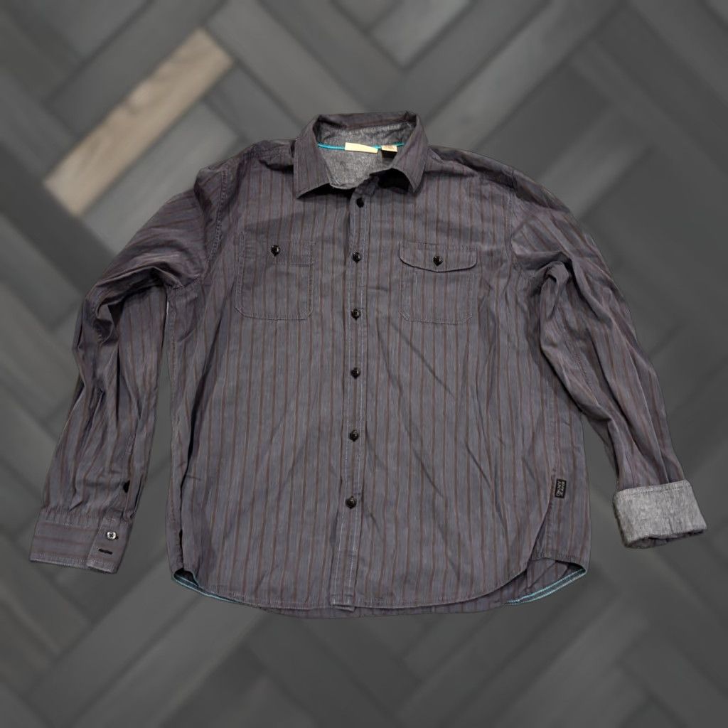 DKNY VINTAGE DKNY Shirt Mens XL Striped Blue Button Long Sleeve Pockets Missing Cuff Button Size US XL / EU 56 / 4 - 1 Thumbnail