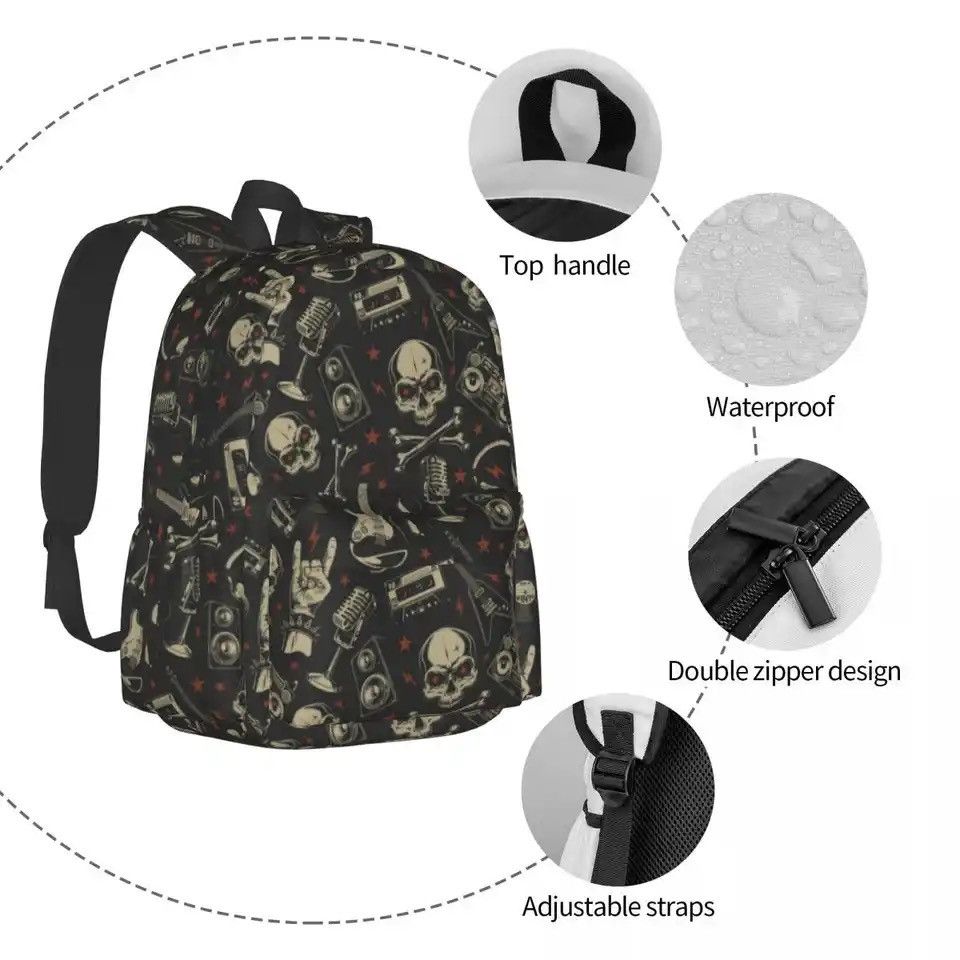 Other Skull Backpack Rock Grunge Punk University Backpacks Size ONE SIZE - 5 Thumbnail