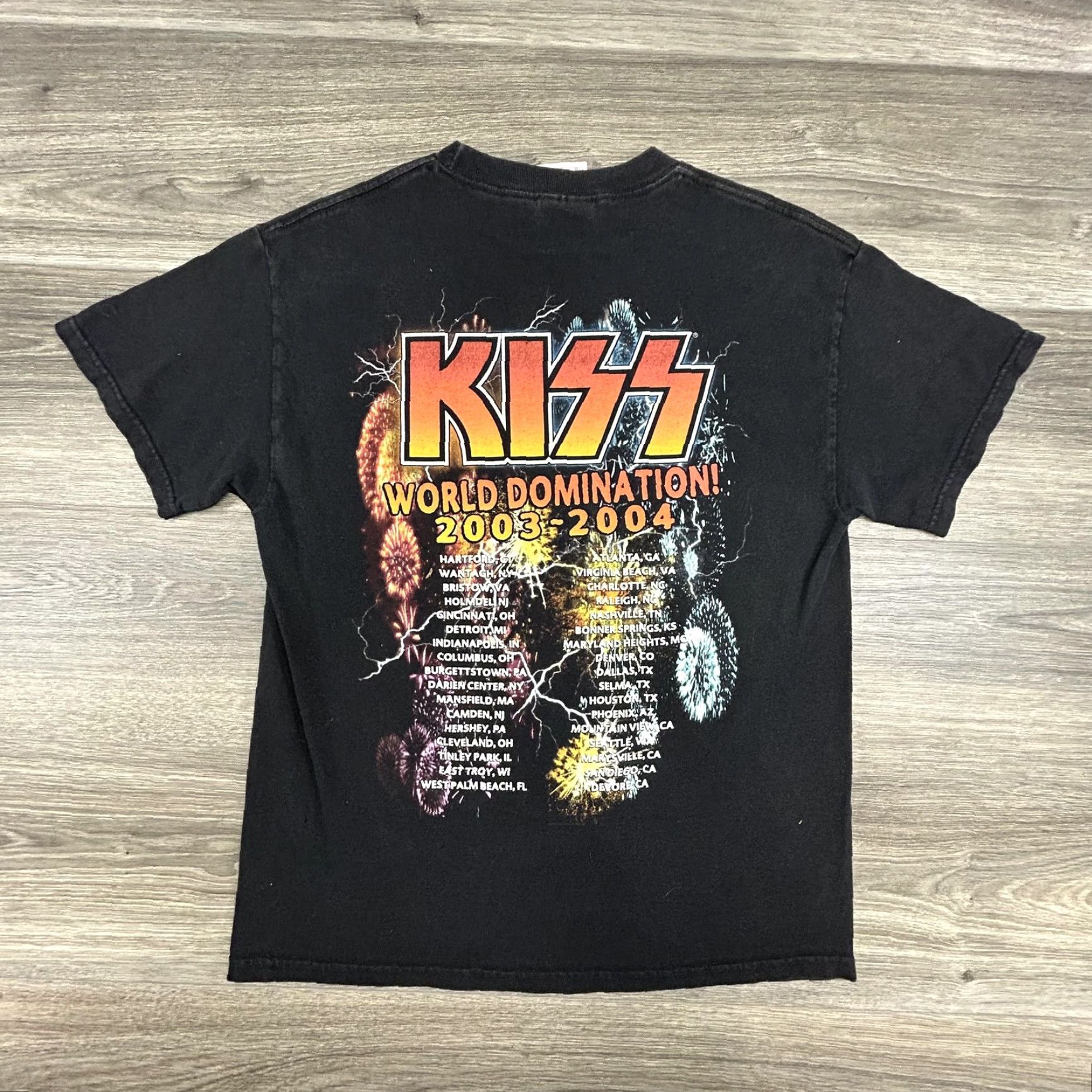 Vintage VINTAGE KISS Shirt Mens M World Domination Tour 2003 2004 Made USA 00s Black Cotton Short Sleeve Crew Neck Graphic Print Size US M / EU 48-50 / 2 - 2 Thumbnail
