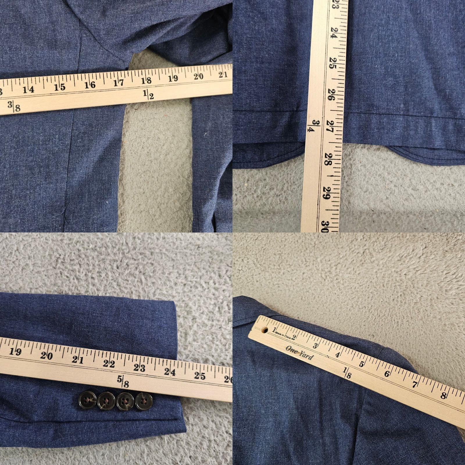 J.Crew J. CREW THOMPSON Blazer Mens 34 Blue Cotton Two Button Sport Coat Unconstructed Size 34R - 8 Thumbnail