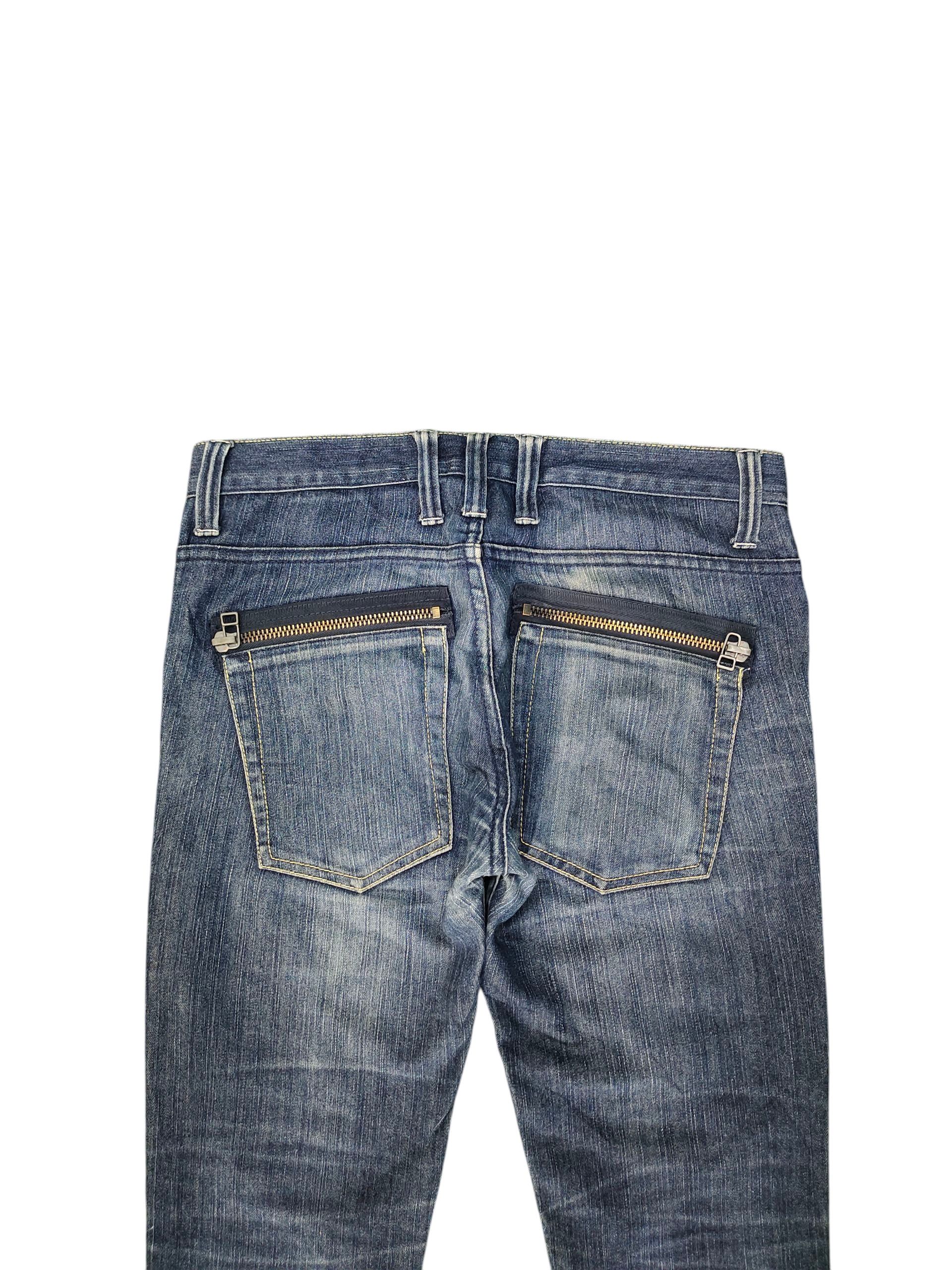 Comme des Garcons × Undercover Vintage Bike Star Japan Zipper Pocket Distress Denim Jeans Size US 33 - 2 Thumbnail