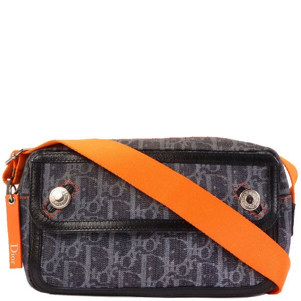 image of Dior Flightline Denim Trotter Pattern Shoulder Bag Indigo/orange in Purple, Women's