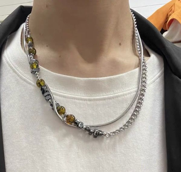 Japanese Brand × Jewelry Retro punk vintage stone beads double layer chain necklace Size ONE SIZE - 1 Thumbnail