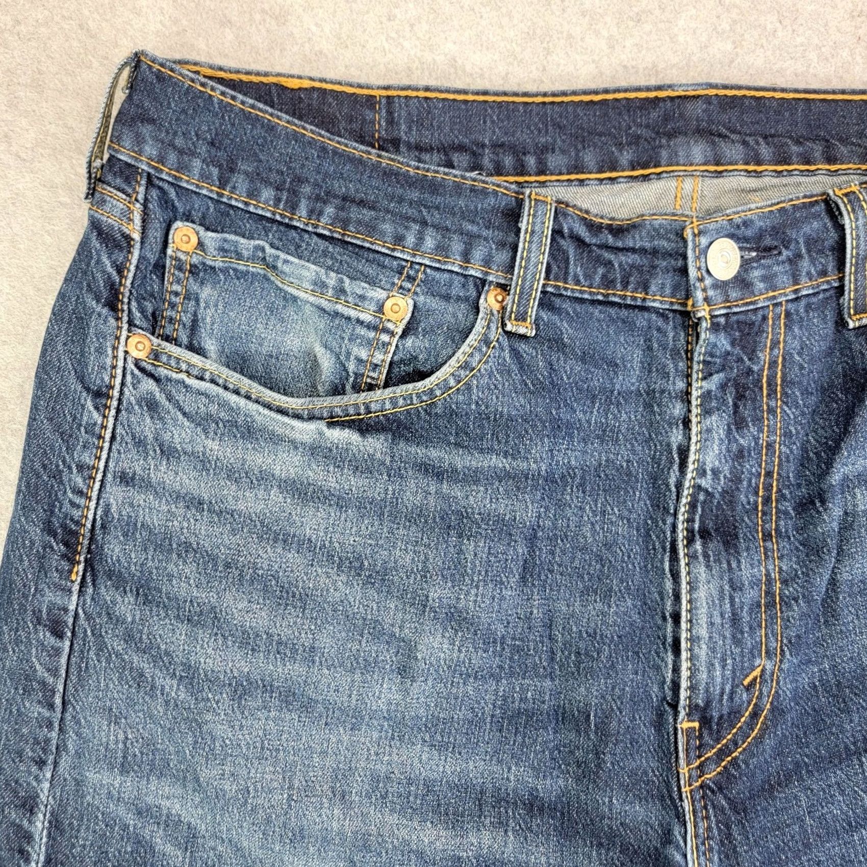 Levi's Levi's 505 Jeans Mens 36x32 Blue Regular Fit Straight Denim Distressed Stretch Cotton Blend Logo Back Pockets ZIP Fly 5-Pocket Regular 36x32 Mens Size US 36 / EU 52 - 3 Thumbnail