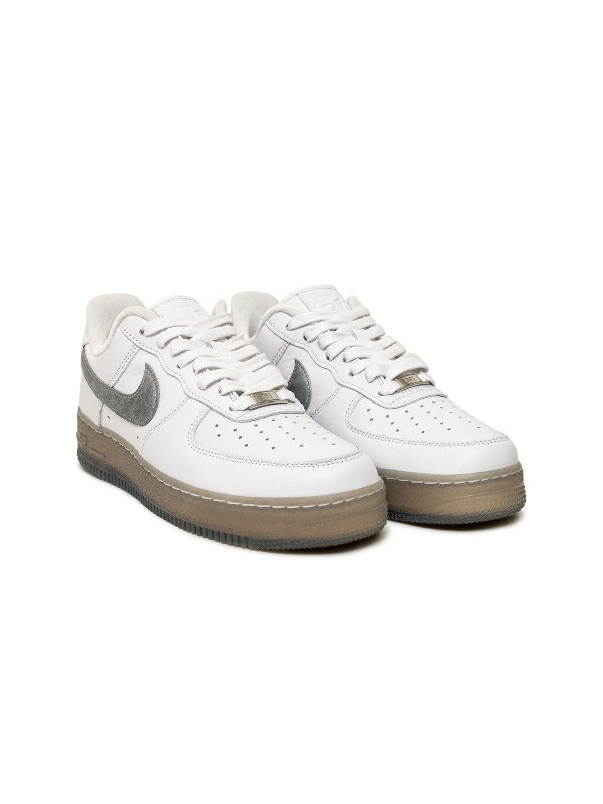 image of Nike Air Force 1 ‘07 Prm White Metallic Silver Shoes in White/Metallic Silver, Men's (Size 11)
