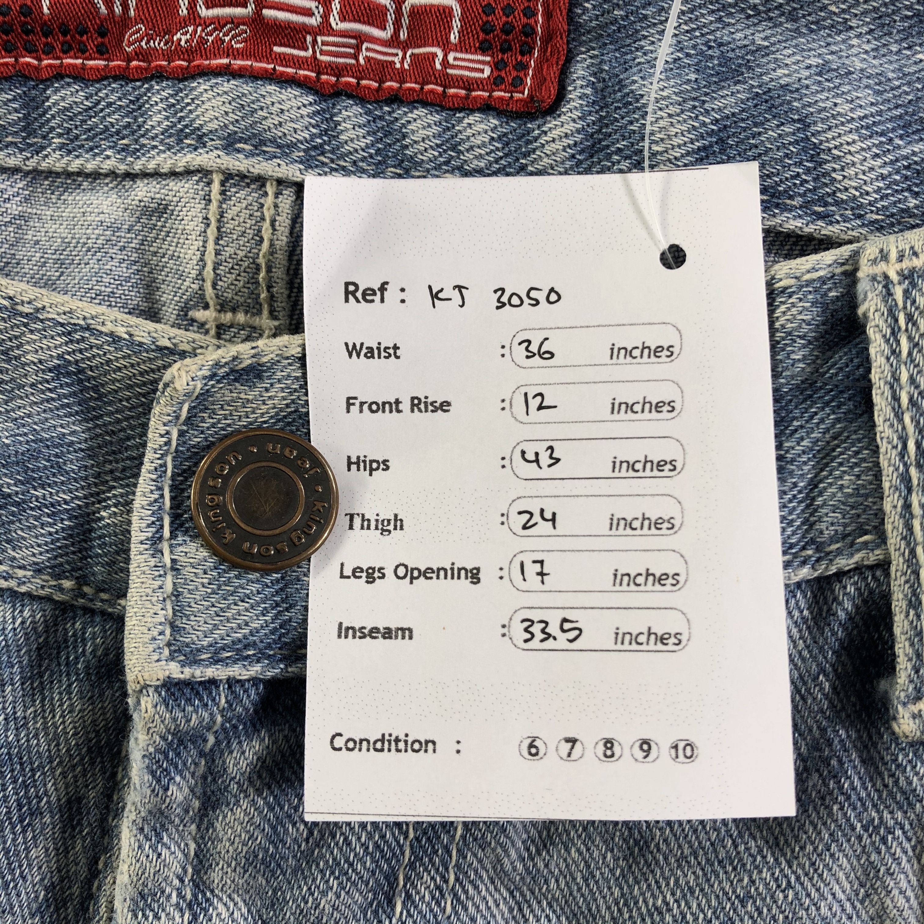Japanese Brand Vintage Kingson Jeans Ripped Denim KJ3050 Size US 34 / EU 50 - 13 Thumbnail