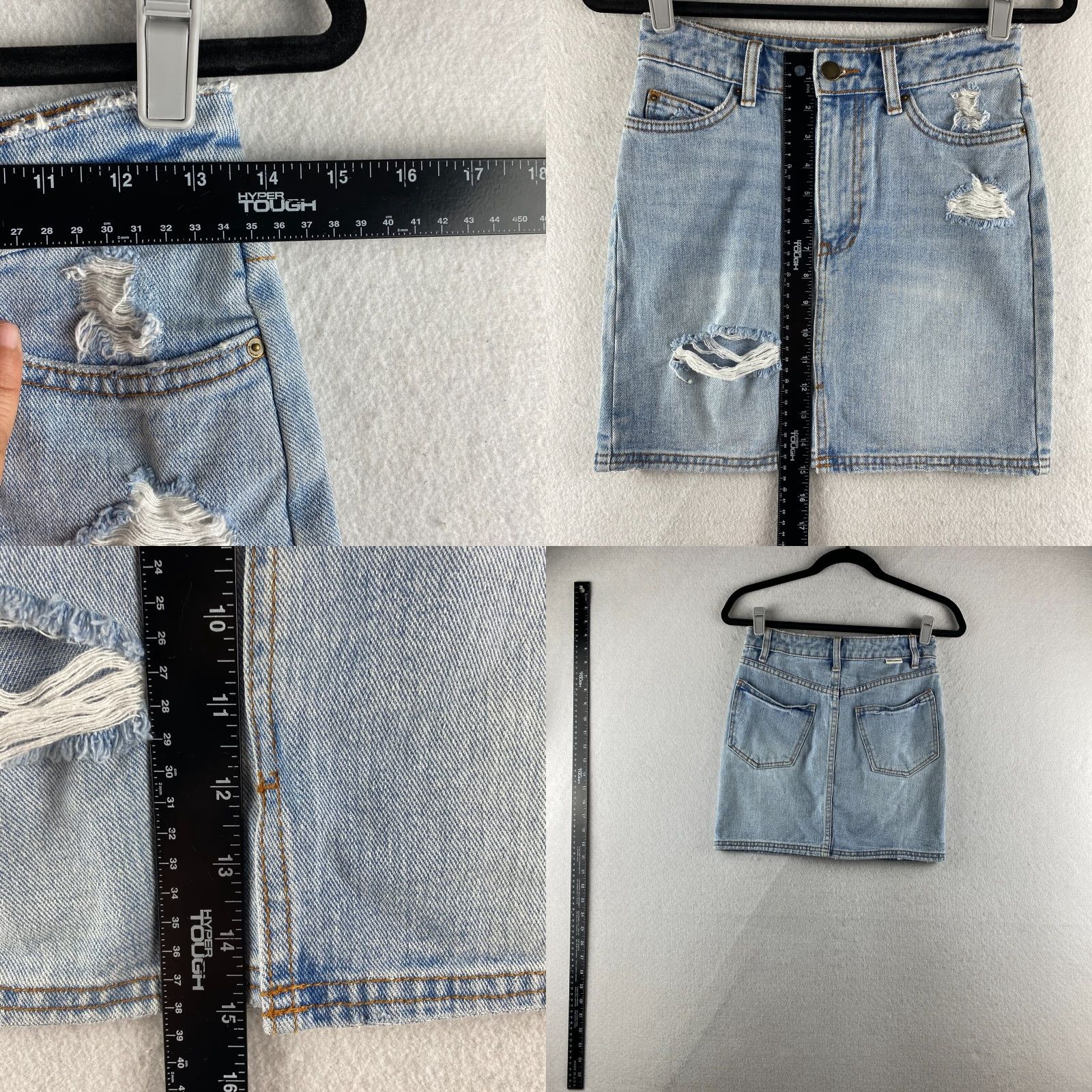 Billabong Billabong Denim Skirt Womens 24 Blue Mini Straight Ripped Distressed Light Wash Skirt Womens 24 Blue Billabong Denim Skirt Short Mini Size 42" / US 20 - 8 Thumbnail