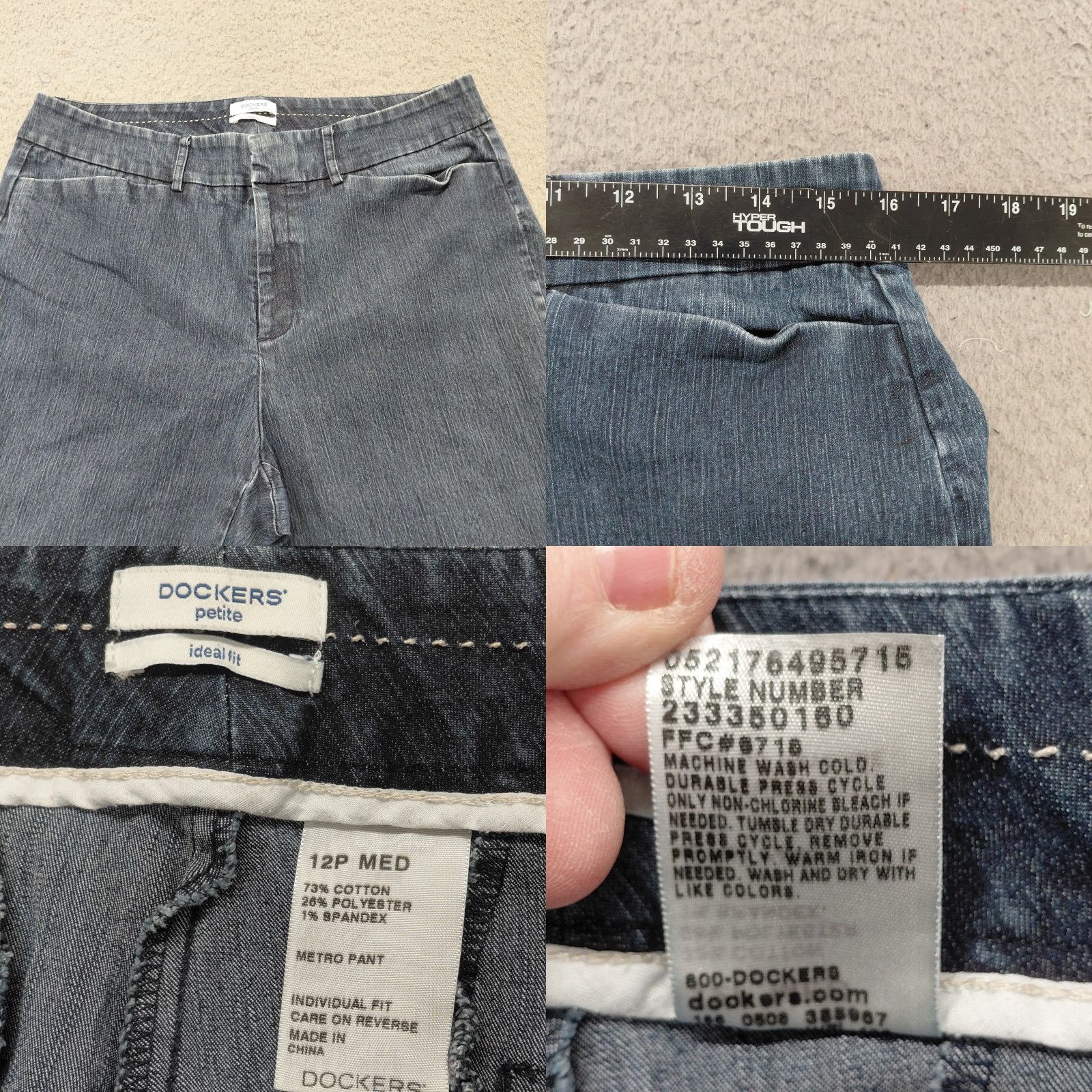 Dockers DOCKERS Petite Pants Women's 12P Blue Denim Stretch Straight Leg Casual Jeans Size 34" / US 12 / IT 48 - 8 Thumbnail
