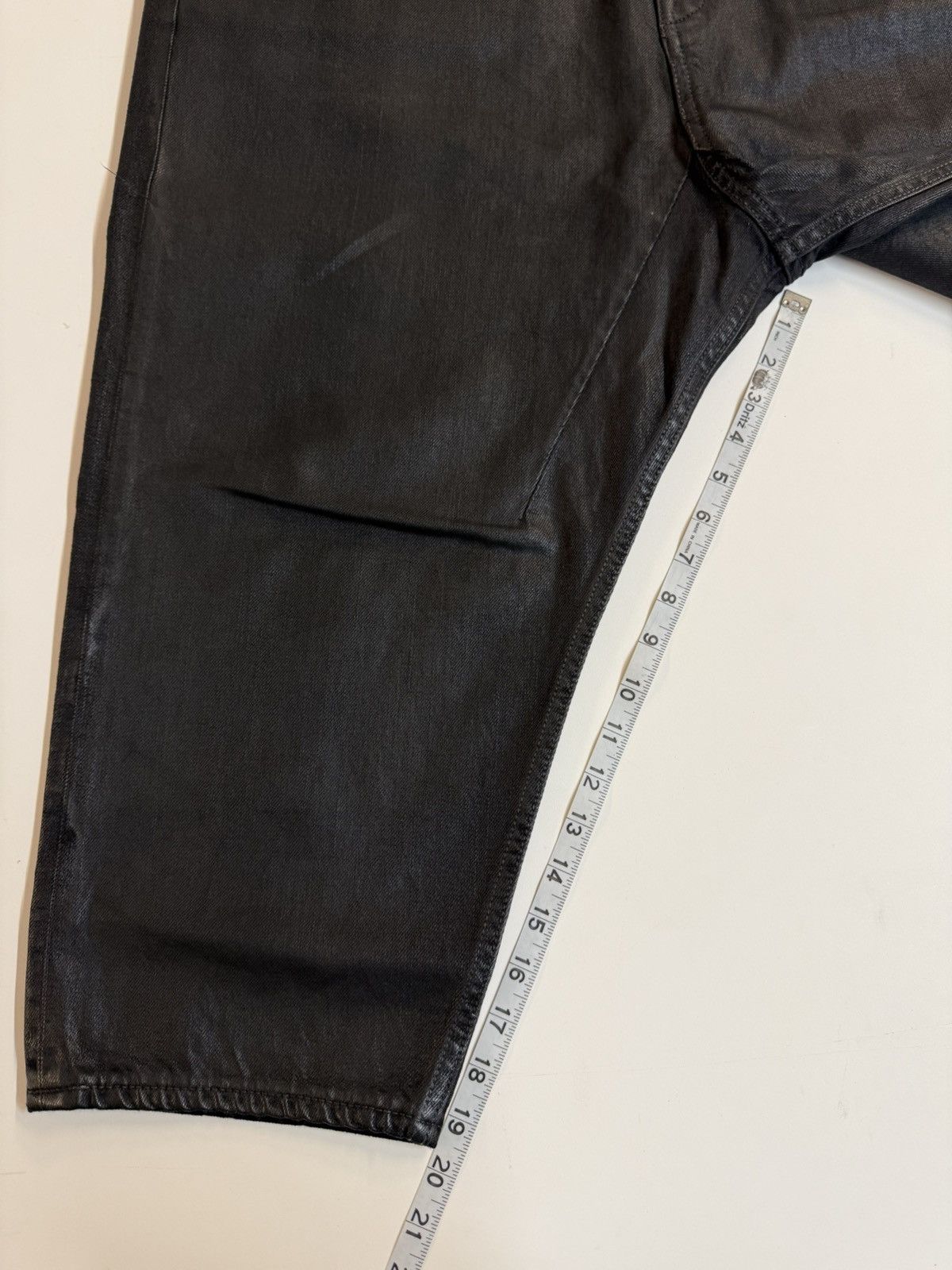 Rick Owens Drkshdw Rick Owens DRKSHDW "Collapse Cropped" Black Wax Jeans — 38 Size US 38 / EU 54 - 18 Thumbnail