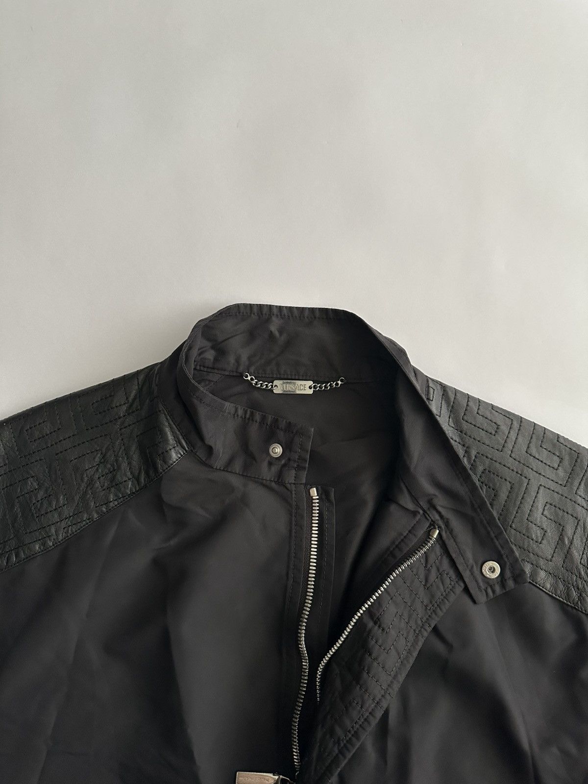 Versace Versace Mainline Nylon Leather Racer Jacket Size US L / EU 52-54 / 3 - 8 Thumbnail