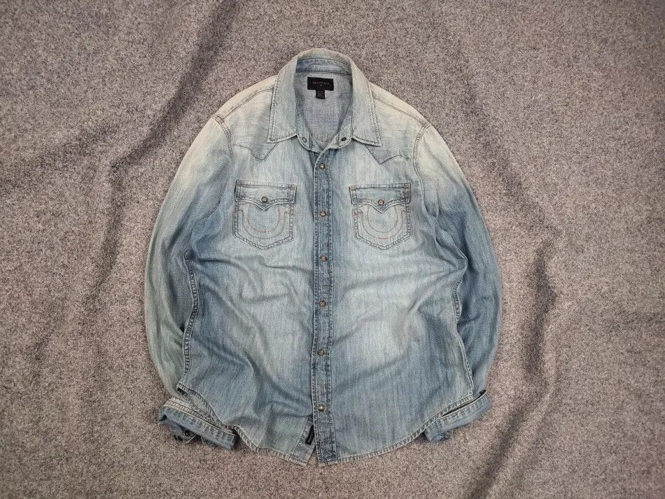 True Religion True Religion Vintage Core Jacket western denim faded shirt Size US XL / EU 56 / 4 - 2 Thumbnail