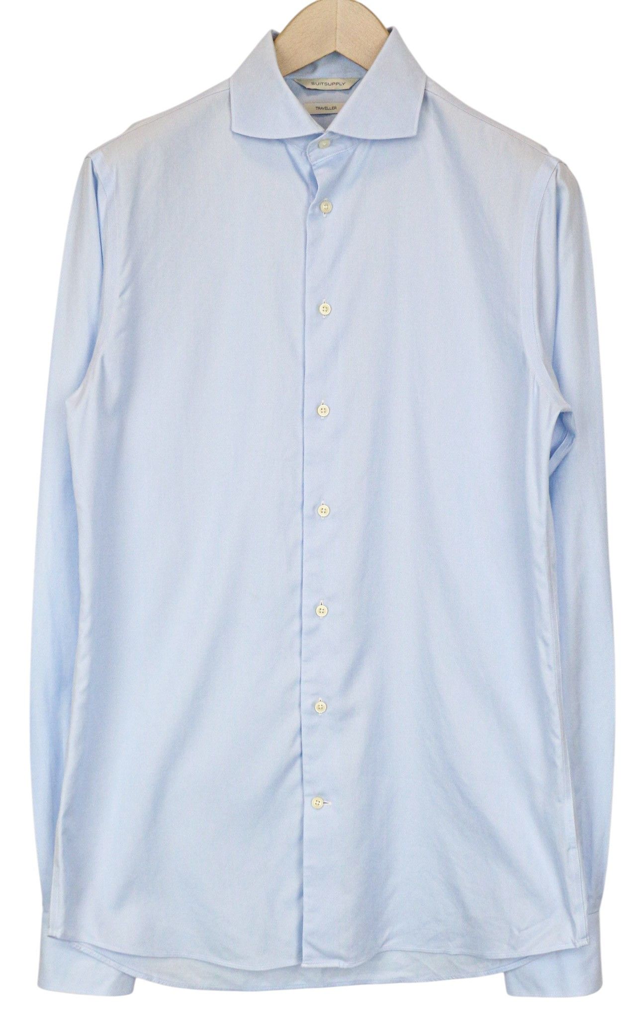 Suitsupply TRAVELLER 40-7/15 3/4L Extra Slim Blue Cotton Shirt 79355 Size 40R - 10 Thumbnail
