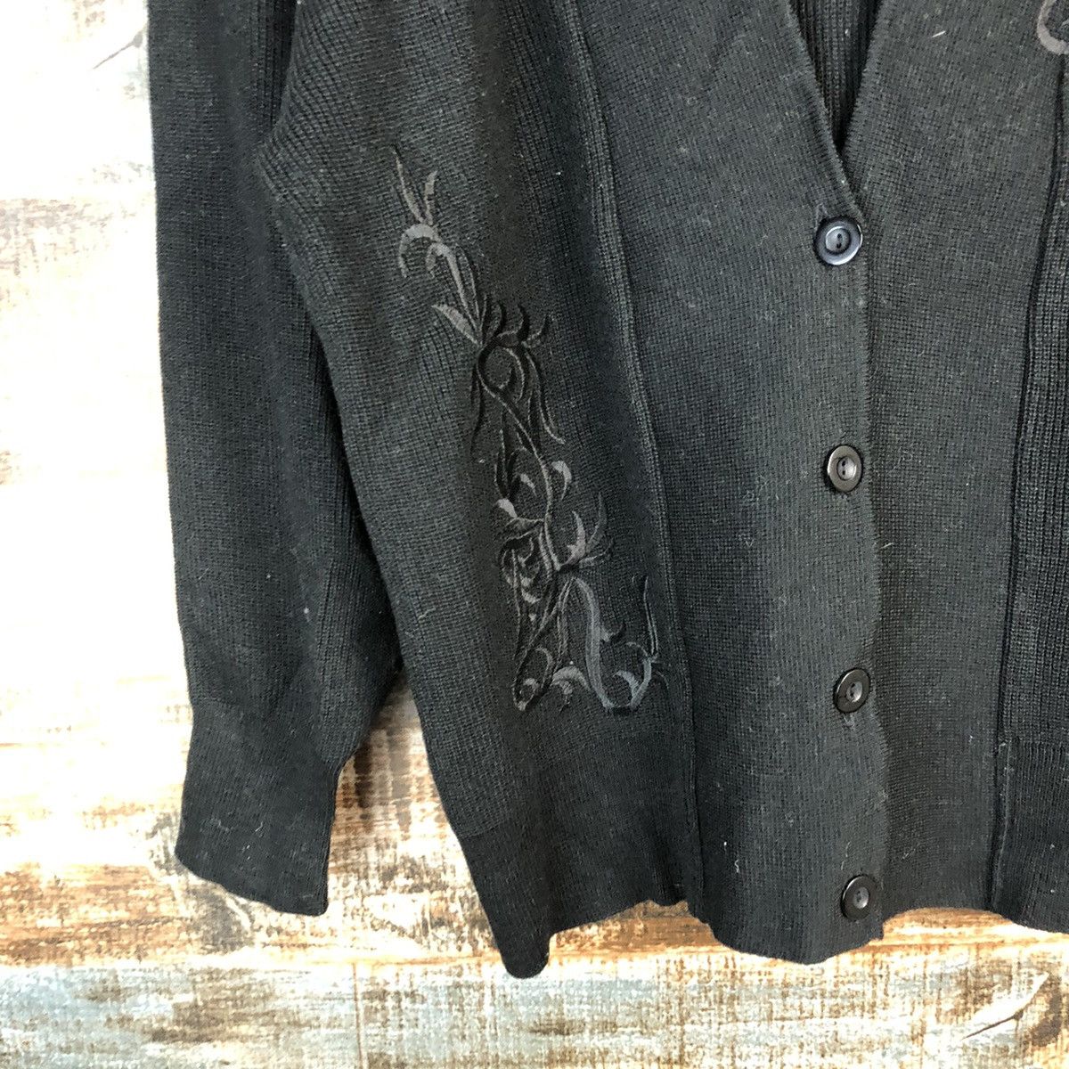 Homespun Knitwear × Japanese Brand Japan art Black Cardigan Knitwear #A1669 Size M / US 6-8 / IT 42-44 - 7 Thumbnail