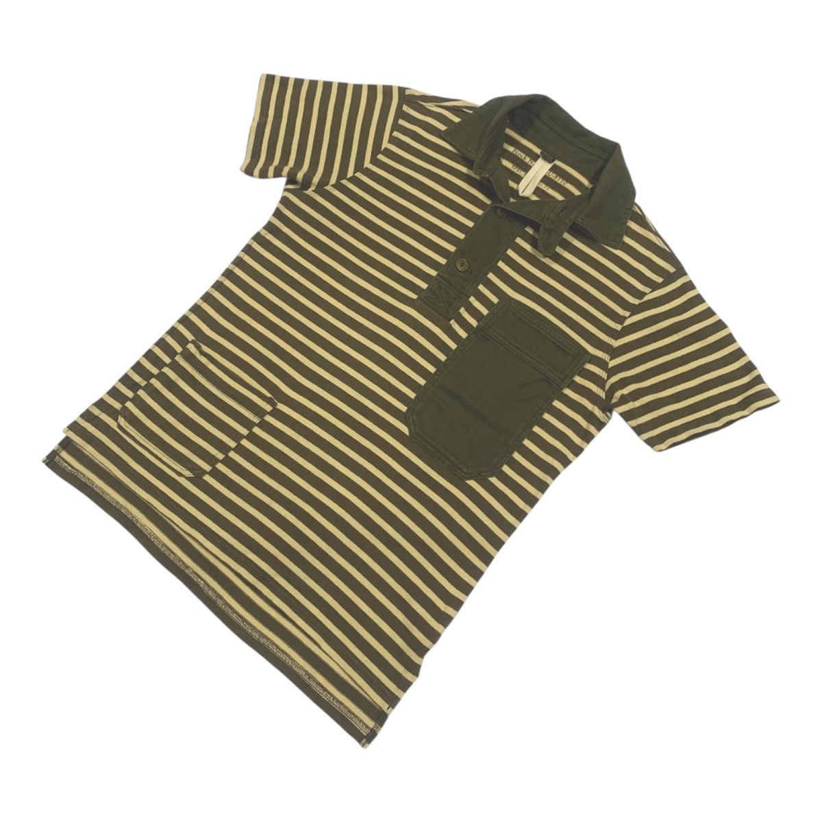 Nigel Cabourn Nigel Cabourn Vintage Processed Border Heavy Polo Shirt Size US M / EU 48-50 / 2 - 4 Thumbnail
