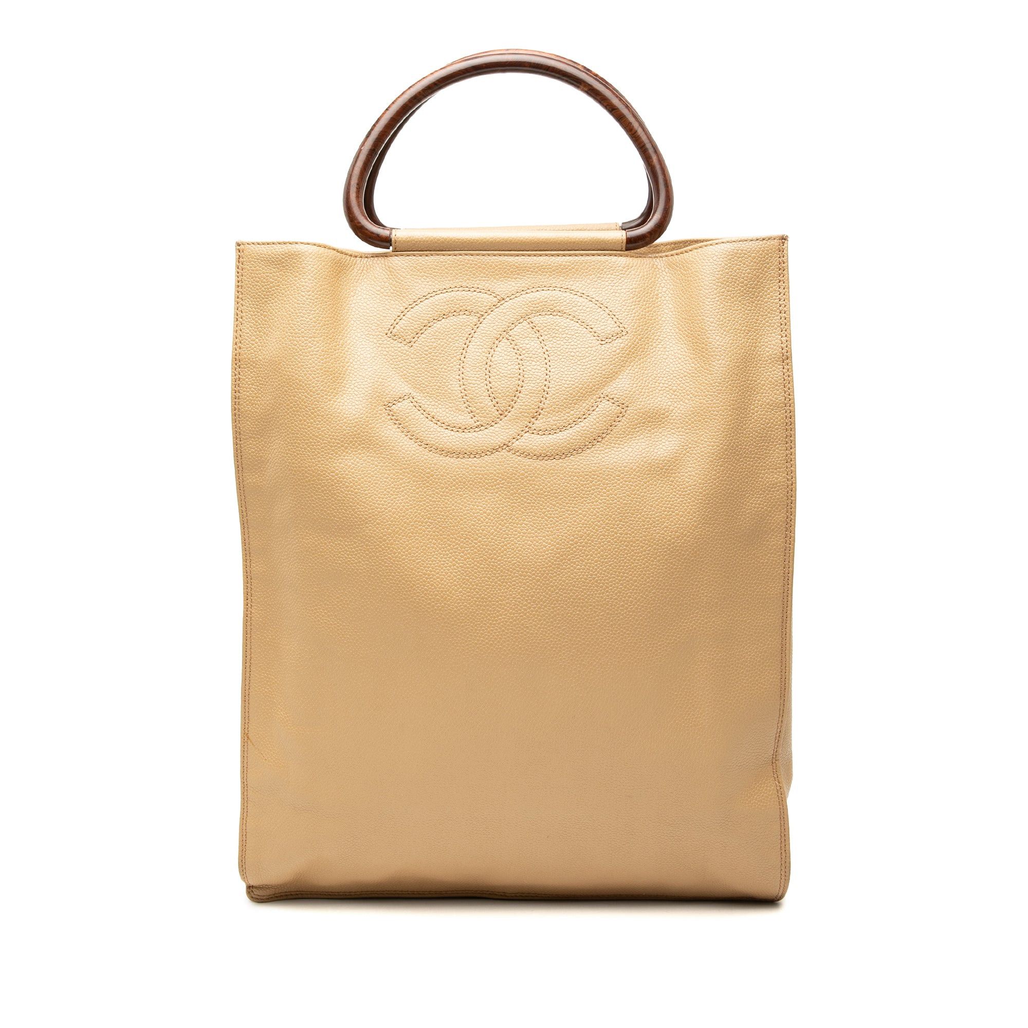 Chanel CC Caviar Wood Top Handle Tote Bag Size ONE SIZE - 1 Thumbnail