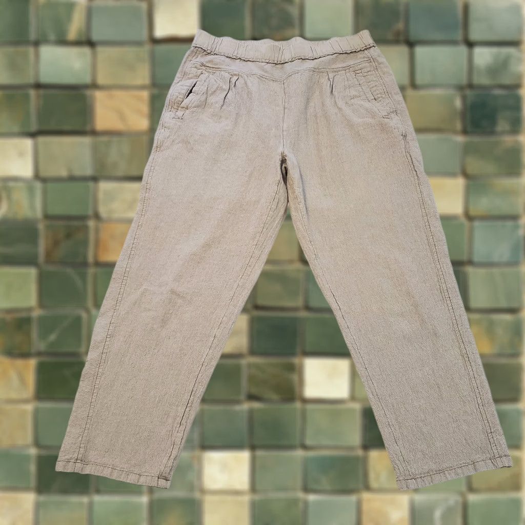 Vintage Hei Hei Anthropologie Cropped Pants 100% Linen Size S Cream Pull On Size 28" / US 6 / IT 42 - 1 Thumbnail