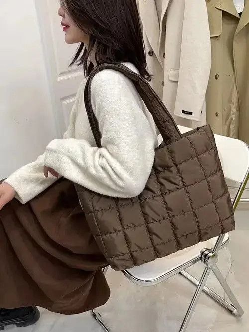Tote Bag Vintage Japananese Brand Quilted in Brown, Men's