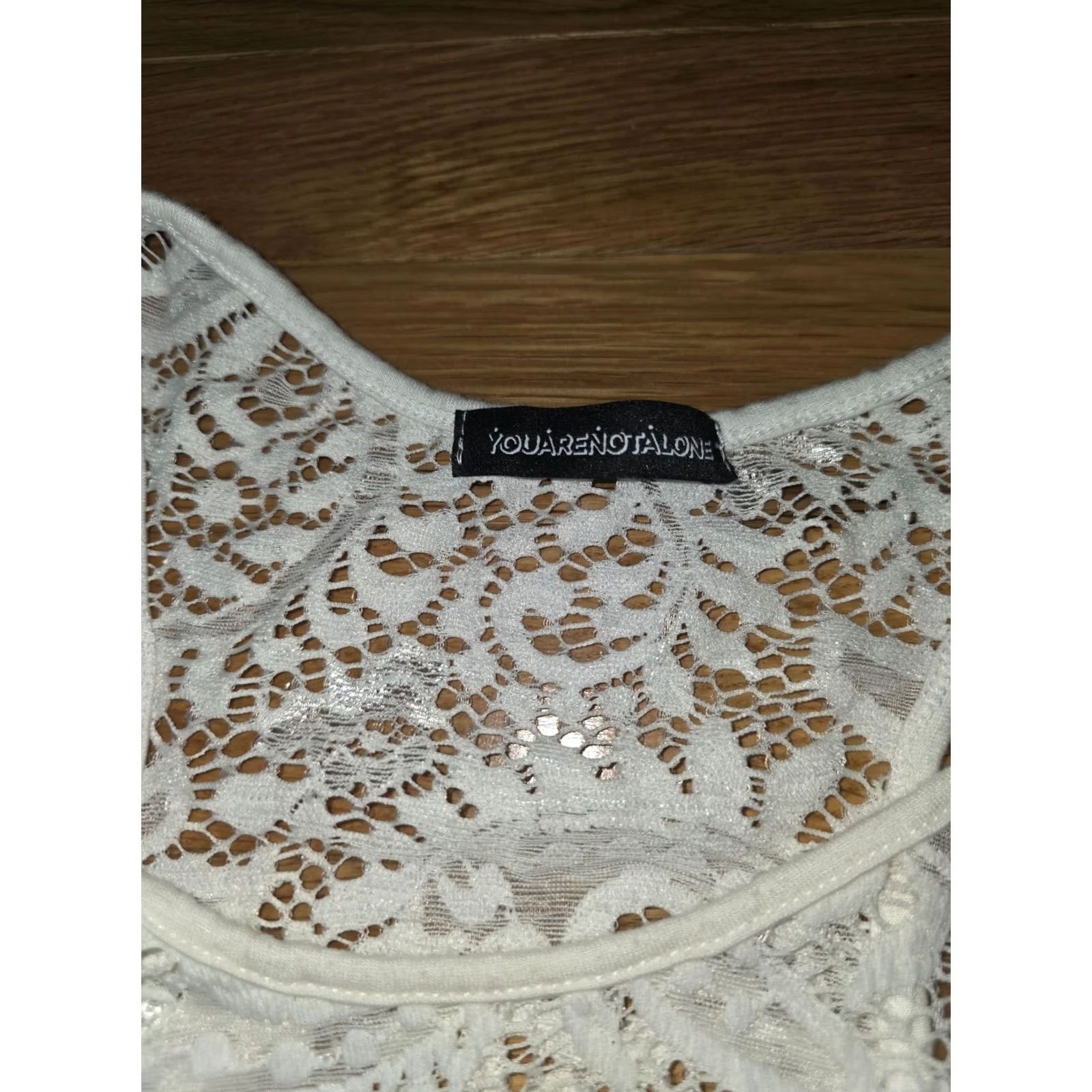 Vintage YouAreNotAlone Tank Top Blouse Women's White Crochet Racerback Sleeveless Floral Beach Summer Casual High Low FlowY Racerback Scoop Neck Womens S Size S / US 4 / IT 40 - 2 Thumbnail