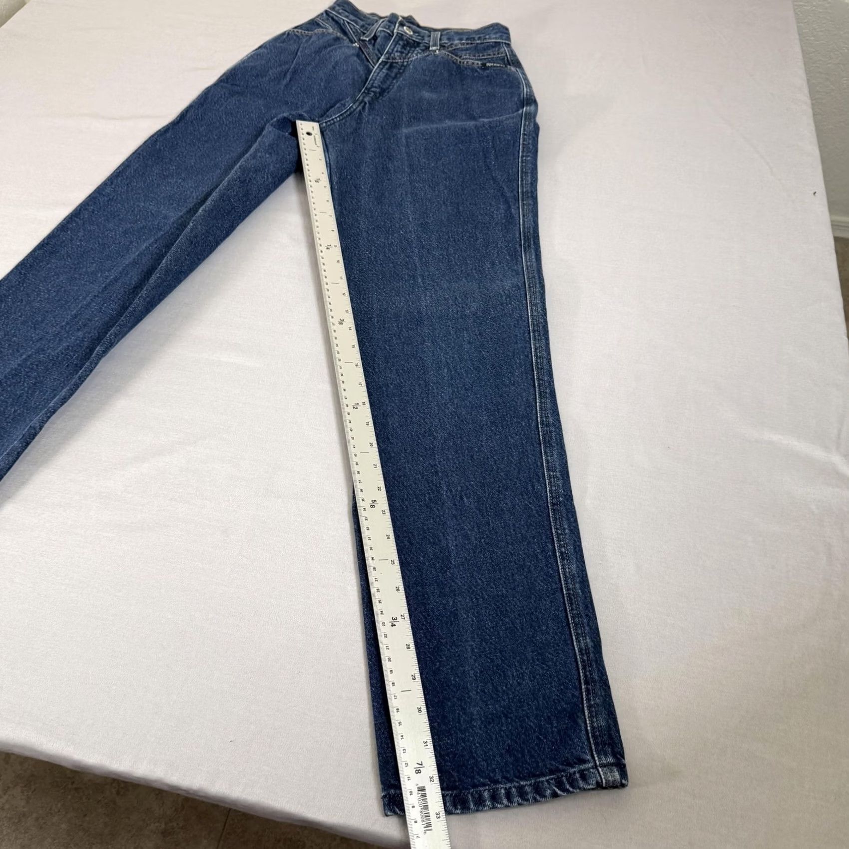 Vintage Rocky Mountain Jeans Womens 6 Blue Bare Back Slim Fit Denim Pants Western 90s Size 28" / US 6 / IT 42 - 4 Thumbnail